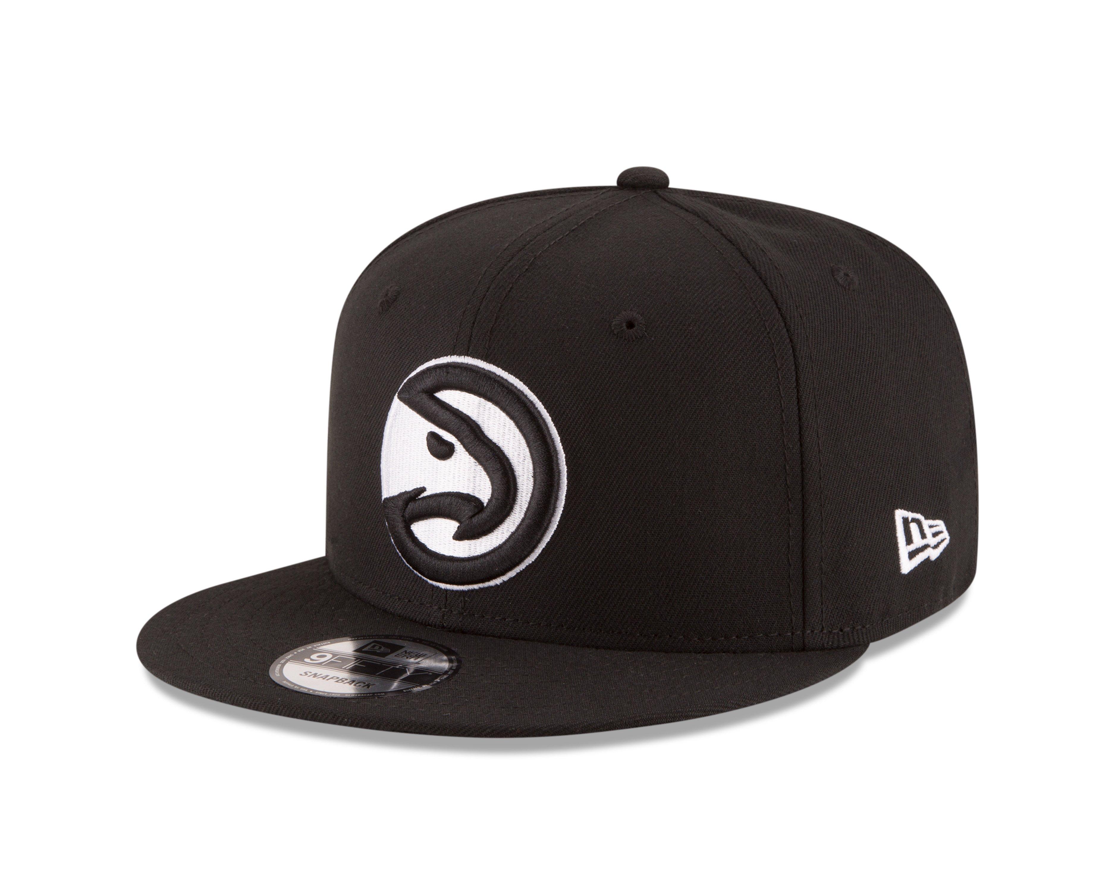 New Era Atlanta Hawks 9FIFTY Snapback Hat - Black/White - BLACK/WHITE Thumbnail View 1