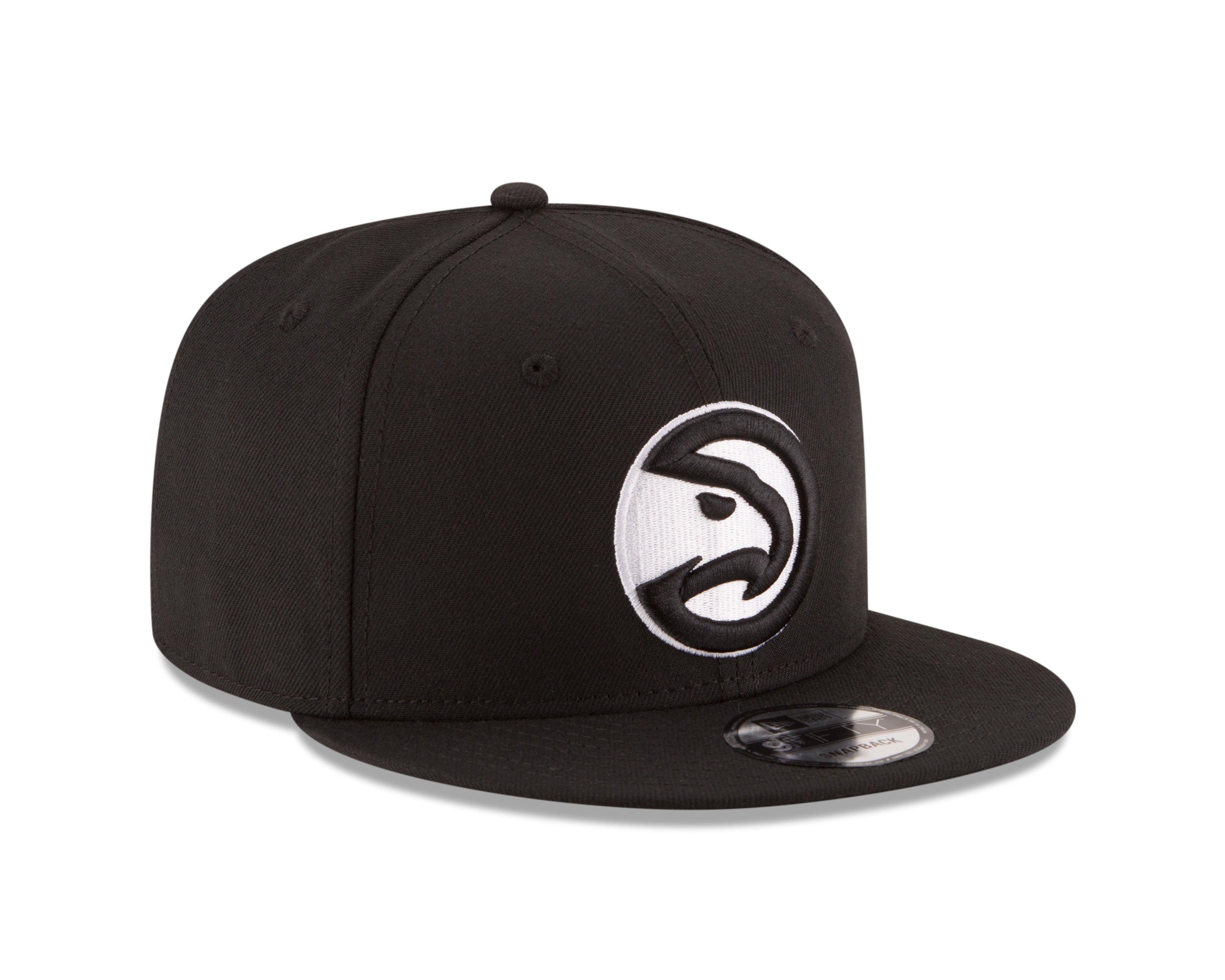 New Era Atlanta Hawks 9FIFTY Snapback Hat - Black/White - BLACK/WHITE Thumbnail View 2
