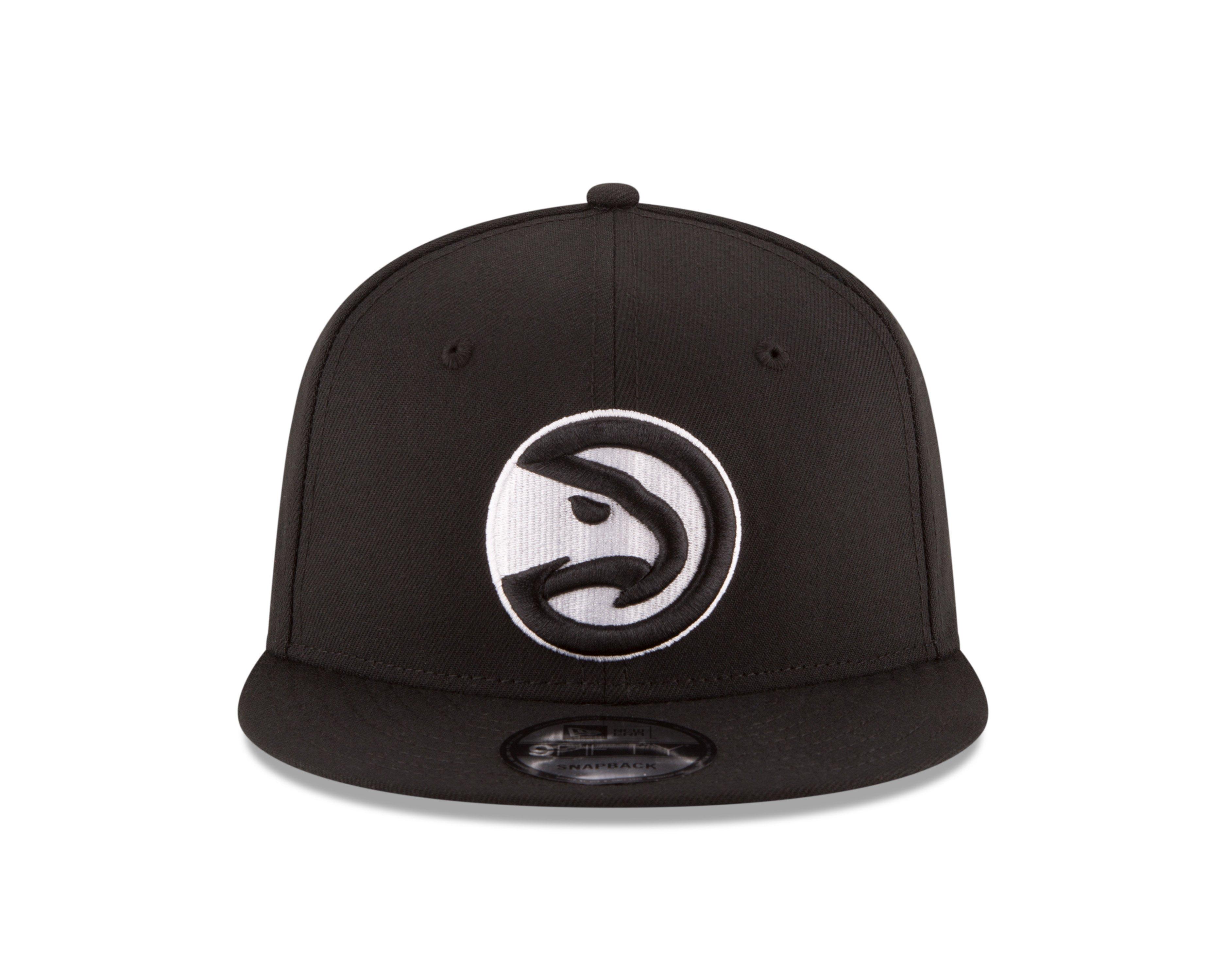New Era Atlanta Hawks 9FIFTY Snapback Hat - Black/White - BLACK/WHITE Thumbnail View 3