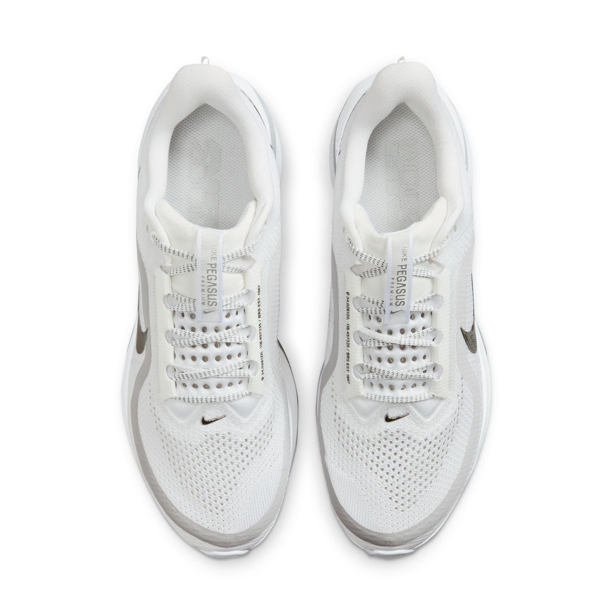 Nike Pegasus Premium "White/Metallic Silver" Men's Road Running Shoe - WHITE/SILVER Thumbnail View 6