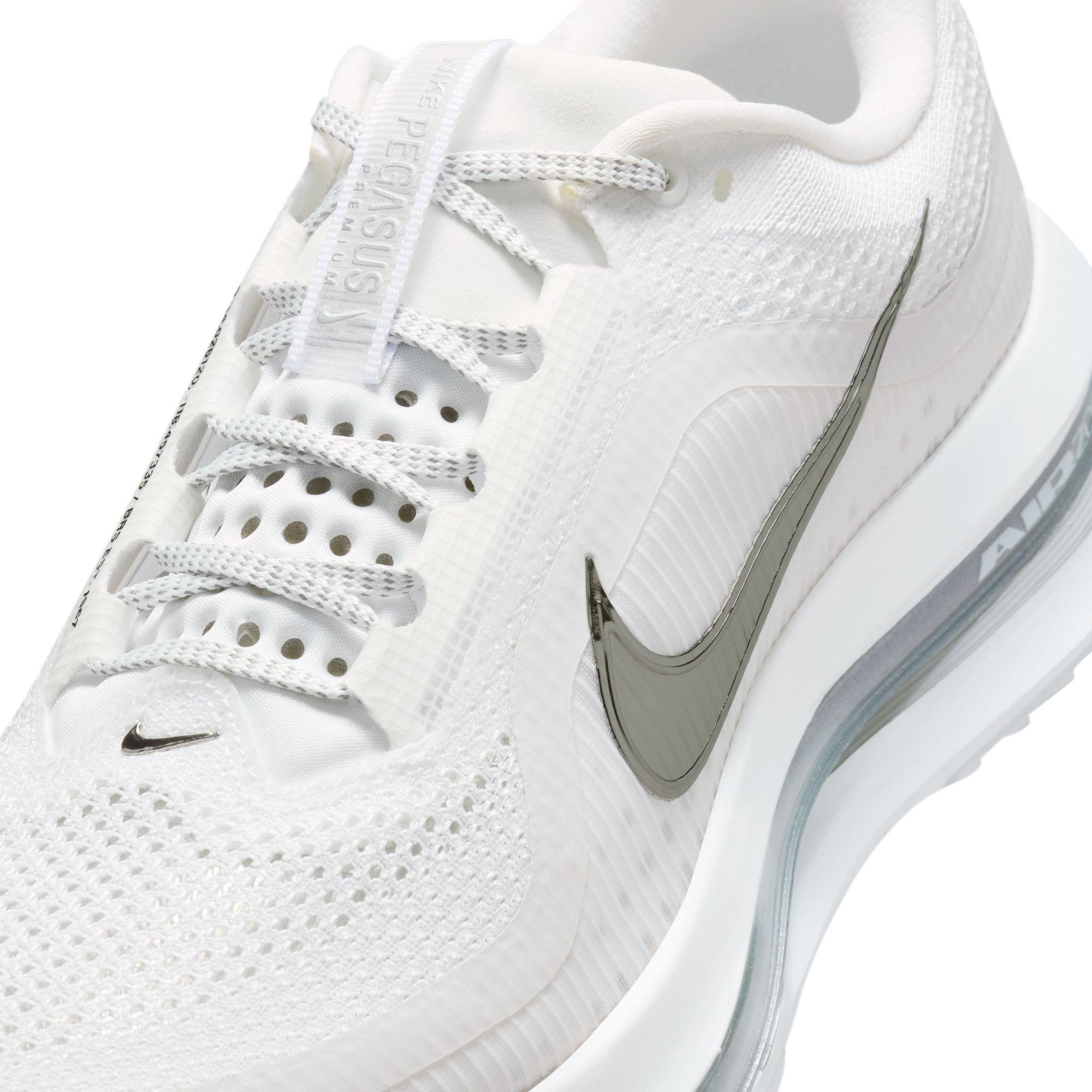 Nike Pegasus Premium "White/Metallic Silver" Men's Road Running Shoe - WHITE/SILVER Thumbnail View 9