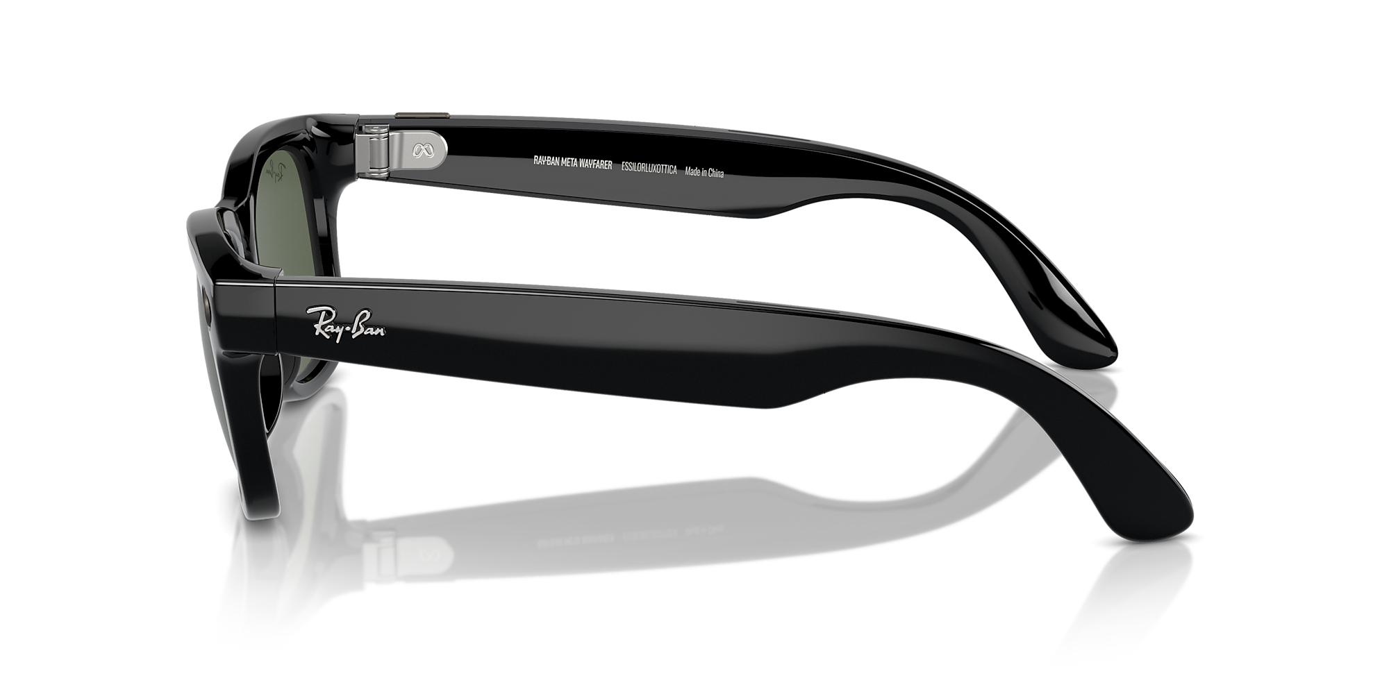 Ray-Ban Meta Wayfarer Sunglasses - Shiny Black Frame - BLACK Thumbnail View 4