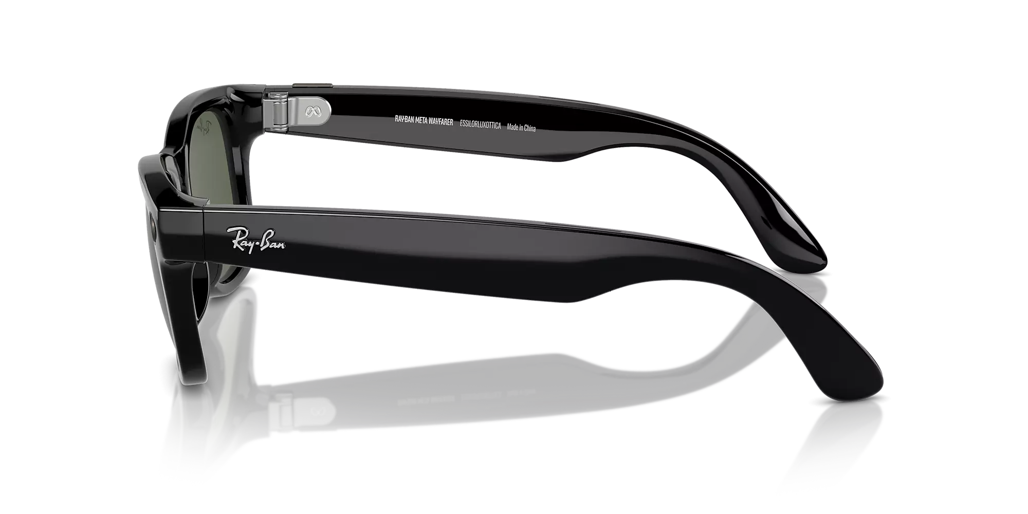 Ray-Ban Meta Wayfarer Sunglasses - Shiny Black Frame - BLACK