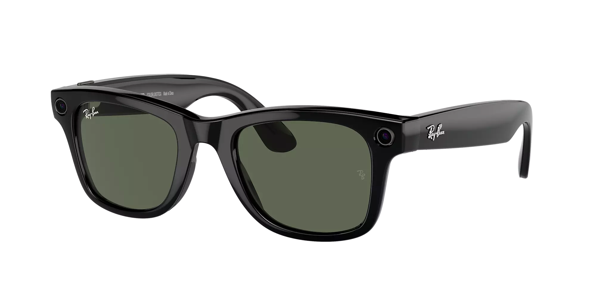 Ray-Ban Meta Wayfarer Sunglasses - Shiny Black Frame - BLACK