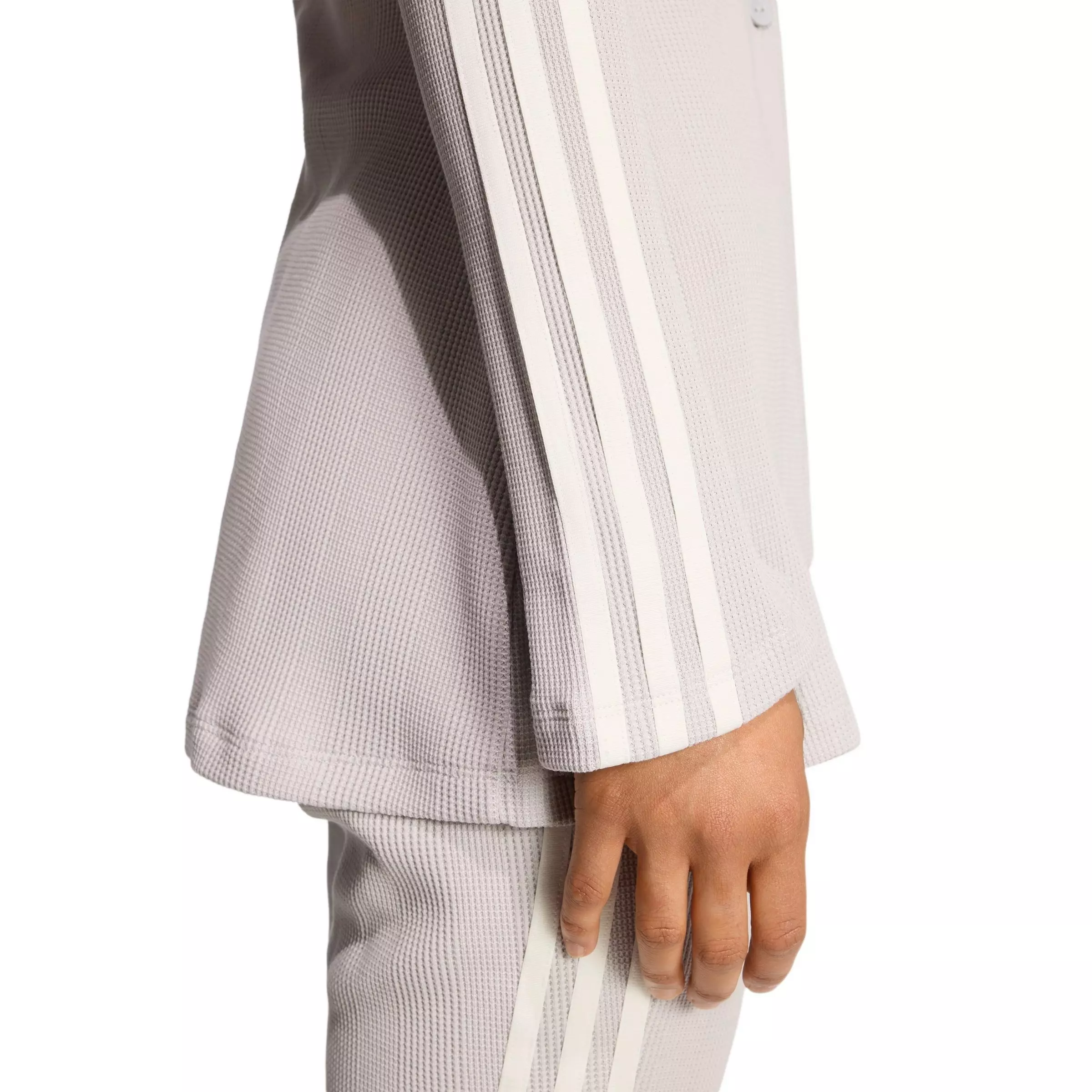 adidas Originals Women's Button-Down Waffle Long-Sleeve Top - GREY