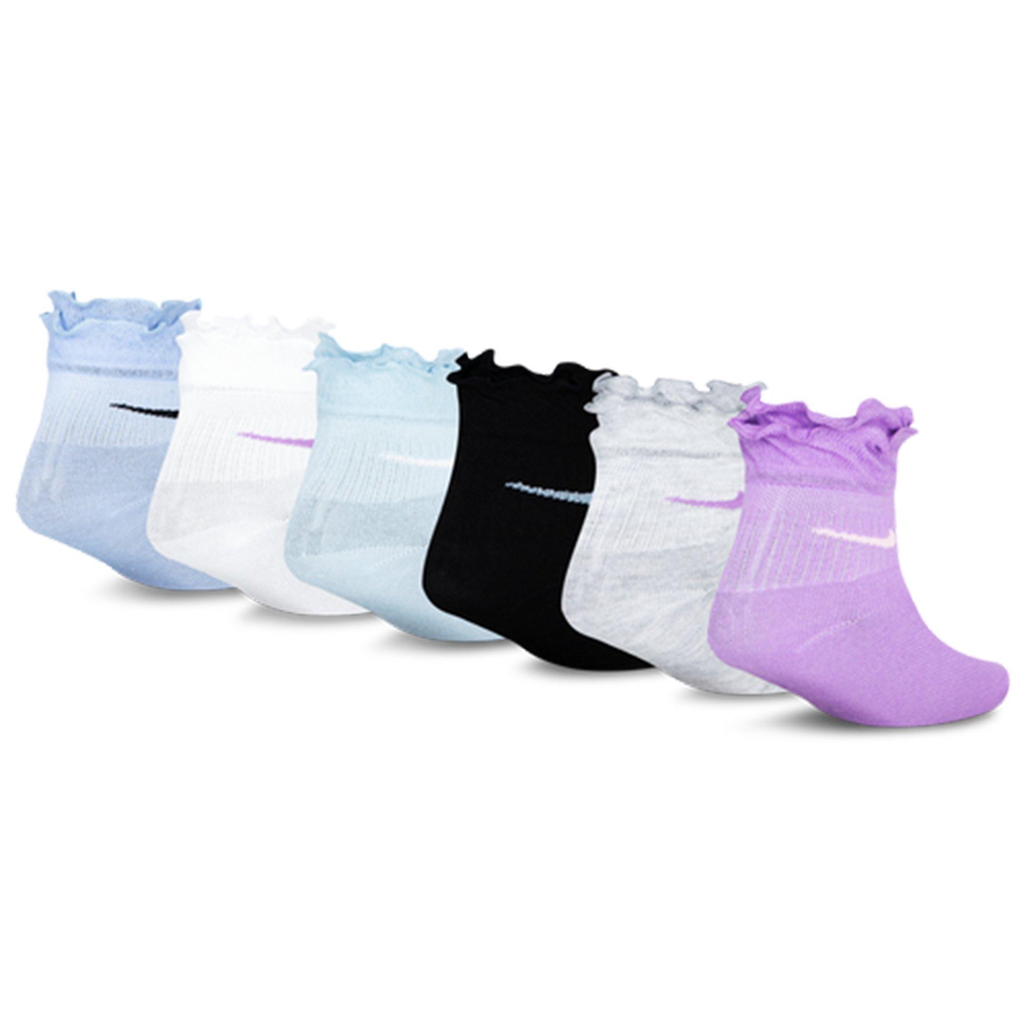 Nike 6-Pack Ruffle Ankle Big Girls' Purple Socks