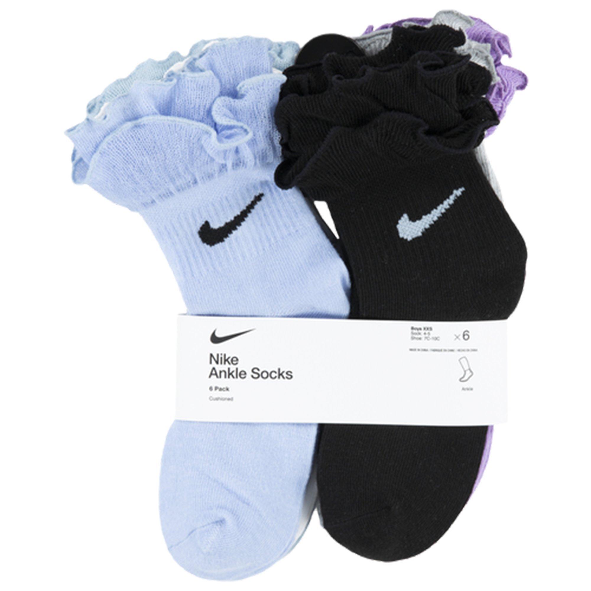 Nike 6-Pack Ruffle Ankle Big Girls' Purple Socks