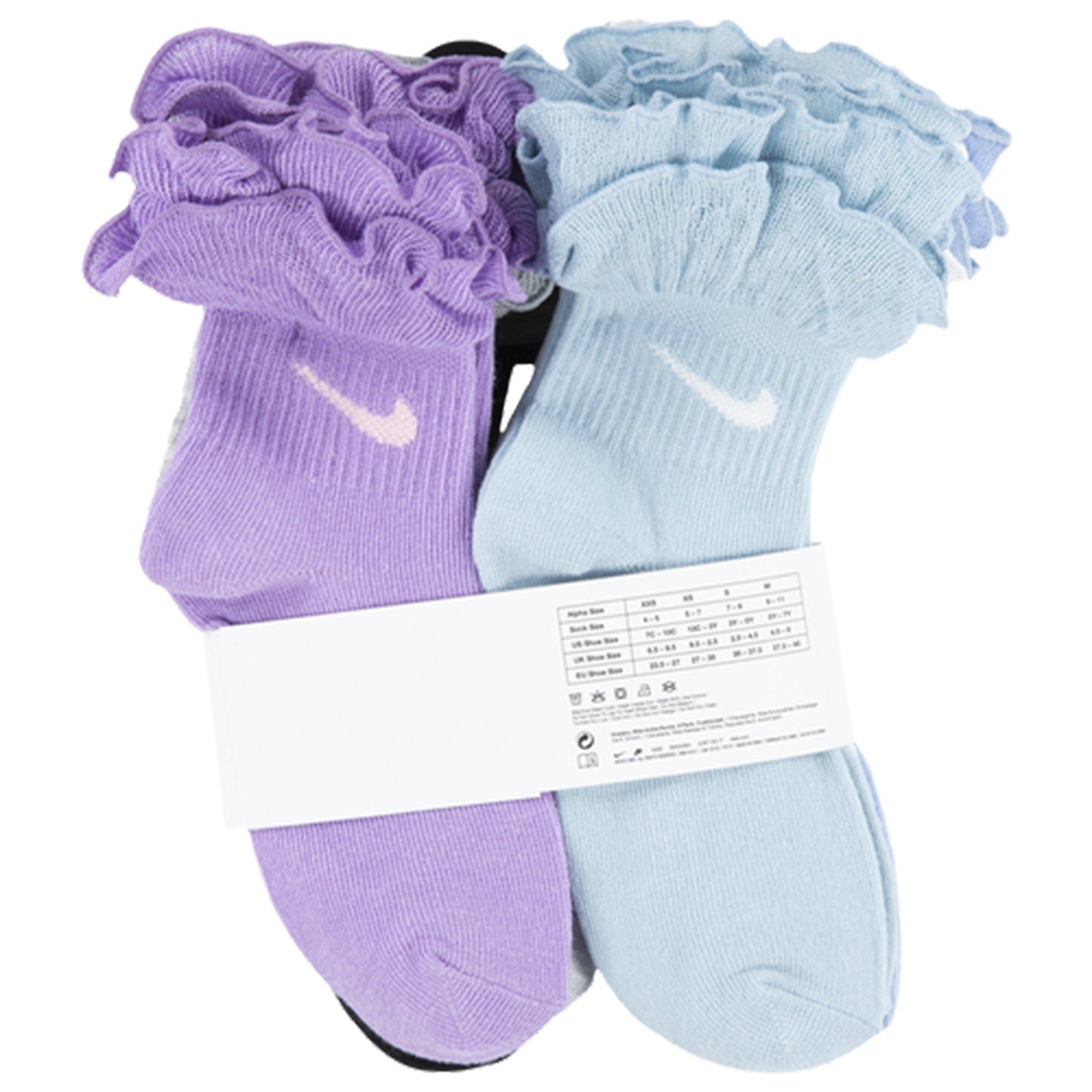 Nike 6-Pack Ruffle Ankle Big Girls' Purple Socks