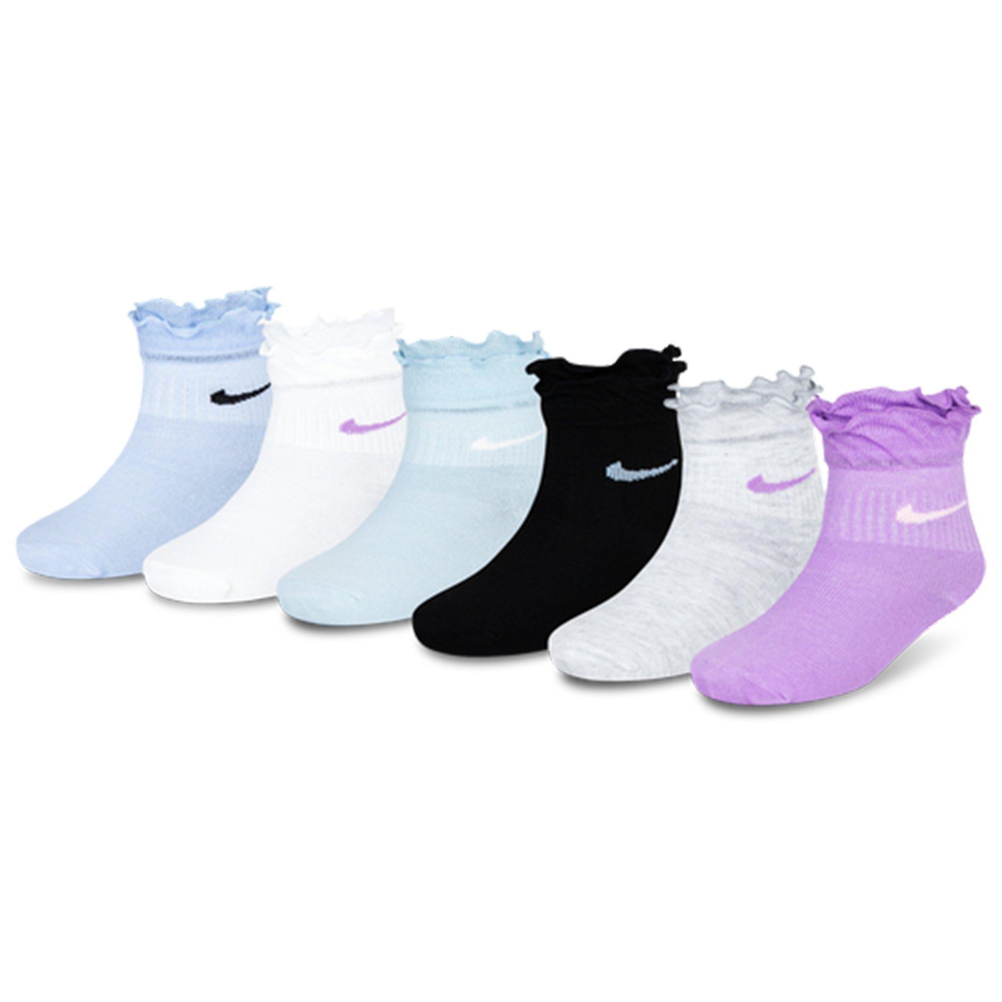 N GIRLS 6PK RUFFLE ANKLE PURPLE