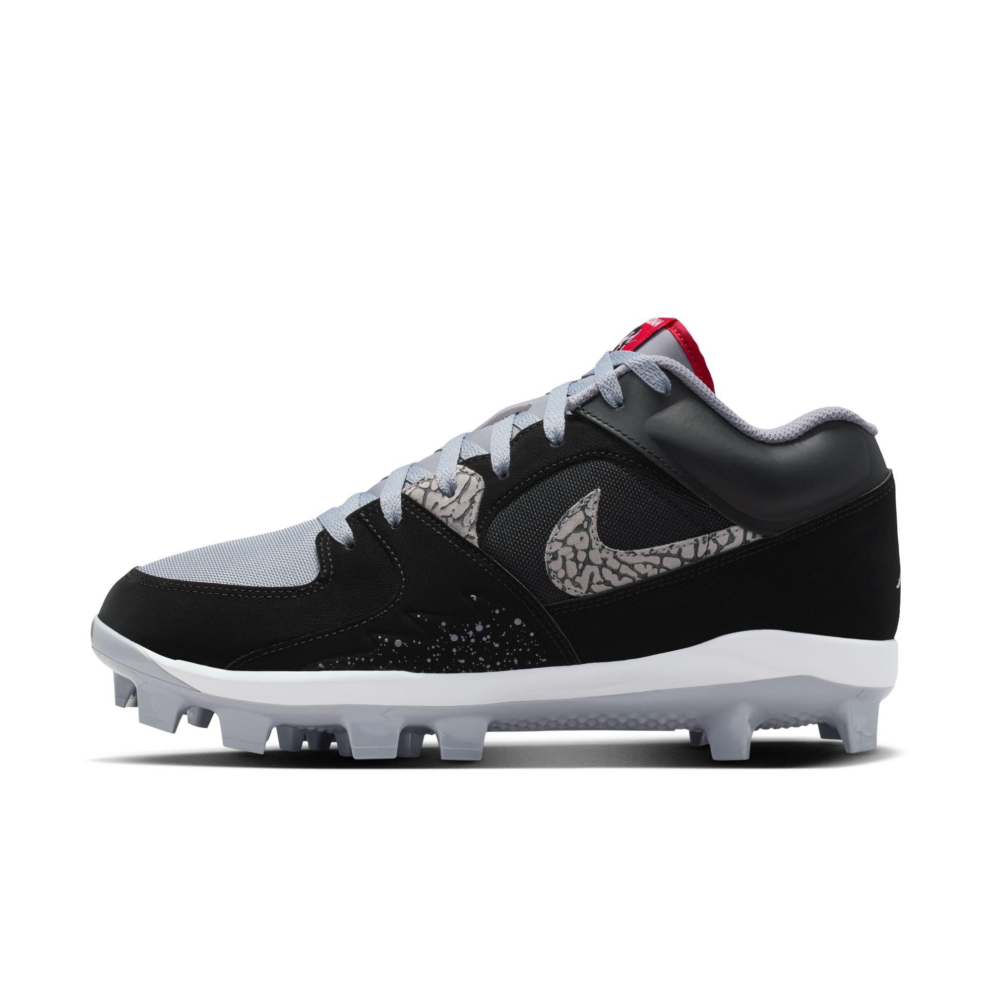 Jordan Stadium 90 Low MCS "Black/Fire Red/Cement Grey/White" Men's Baseball Cleat - BLACK/WHITE/RED Thumbnail View 3