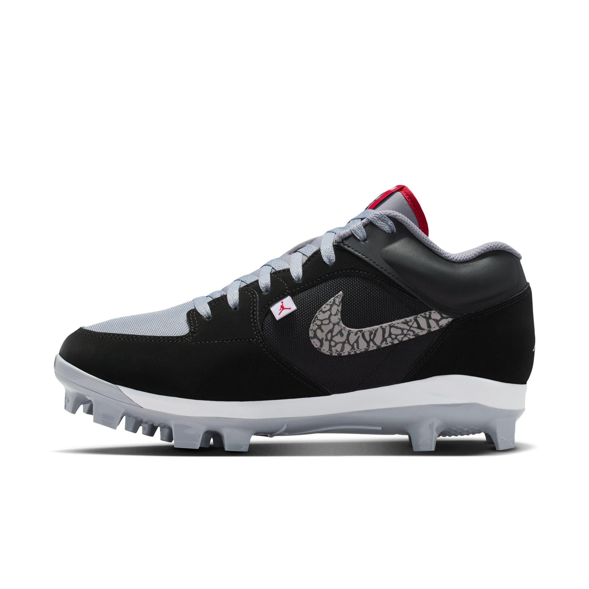 Jordan Stadium 90 Low MCS "Black/Fire Red/Cement Grey/White" Men's Baseball Cleat - BLACK/WHITE/RED Thumbnail View 4