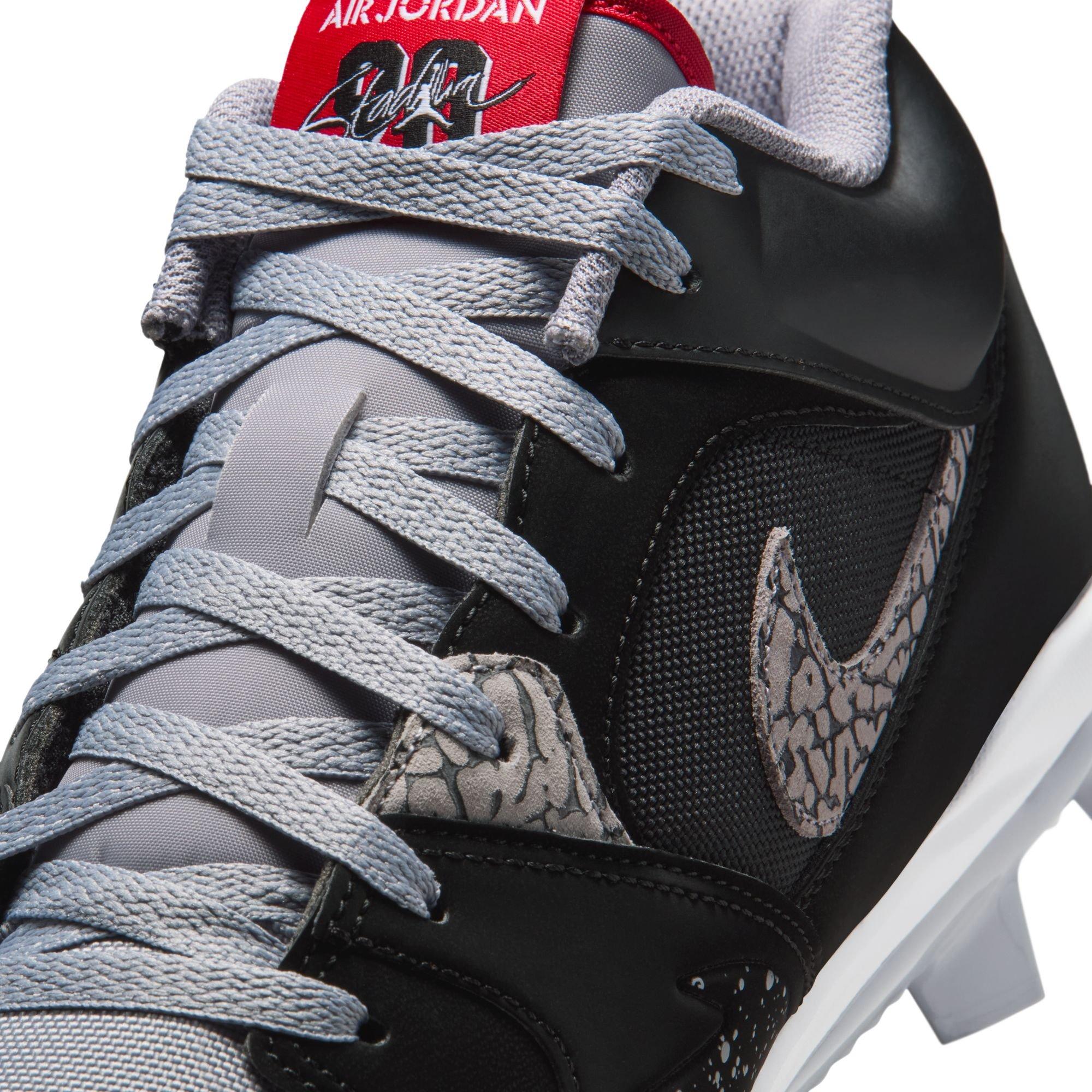 Jordan Stadium 90 Low MCS "Black/Fire Red/Cement Grey/White" Men's Baseball Cleat - BLACK/WHITE/RED Thumbnail View 9