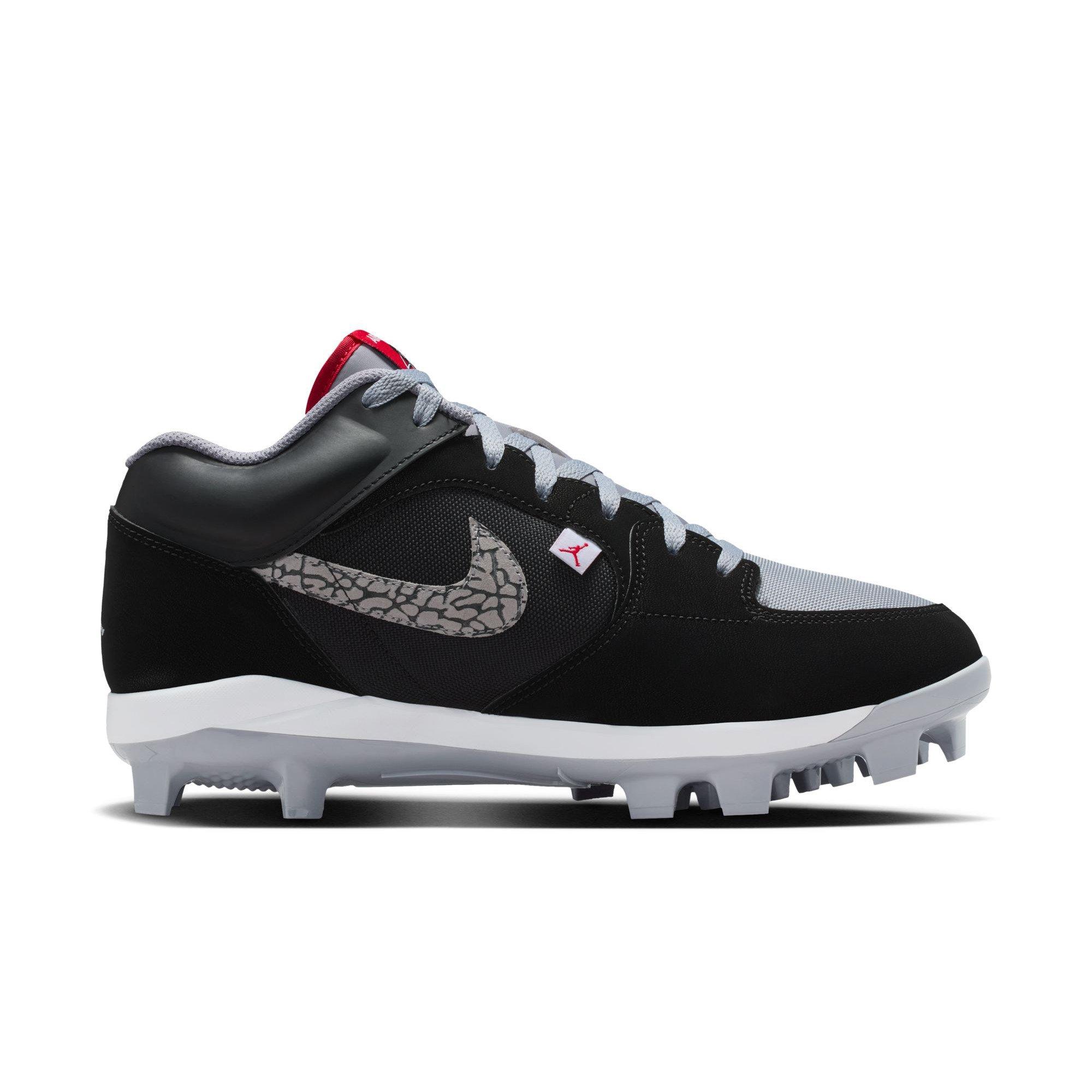 Jordan Stadium 90 Low MCS "Black/Fire Red/Cement Grey/White" Men's Baseball Cleat - BLACK/WHITE/RED Thumbnail View 2
