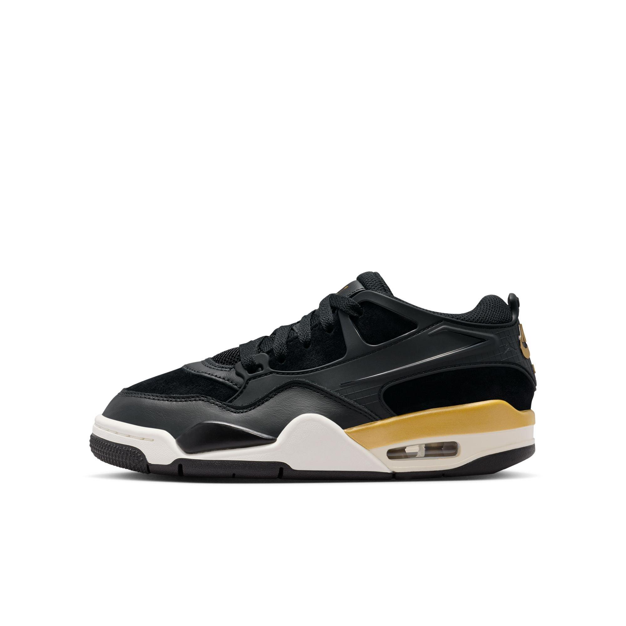 Jordan 4 RM "Black/Metallic Gold/Sail/Team Gold" Grade School Boys' Shoe - BLACK/GOLD Thumbnail View 3