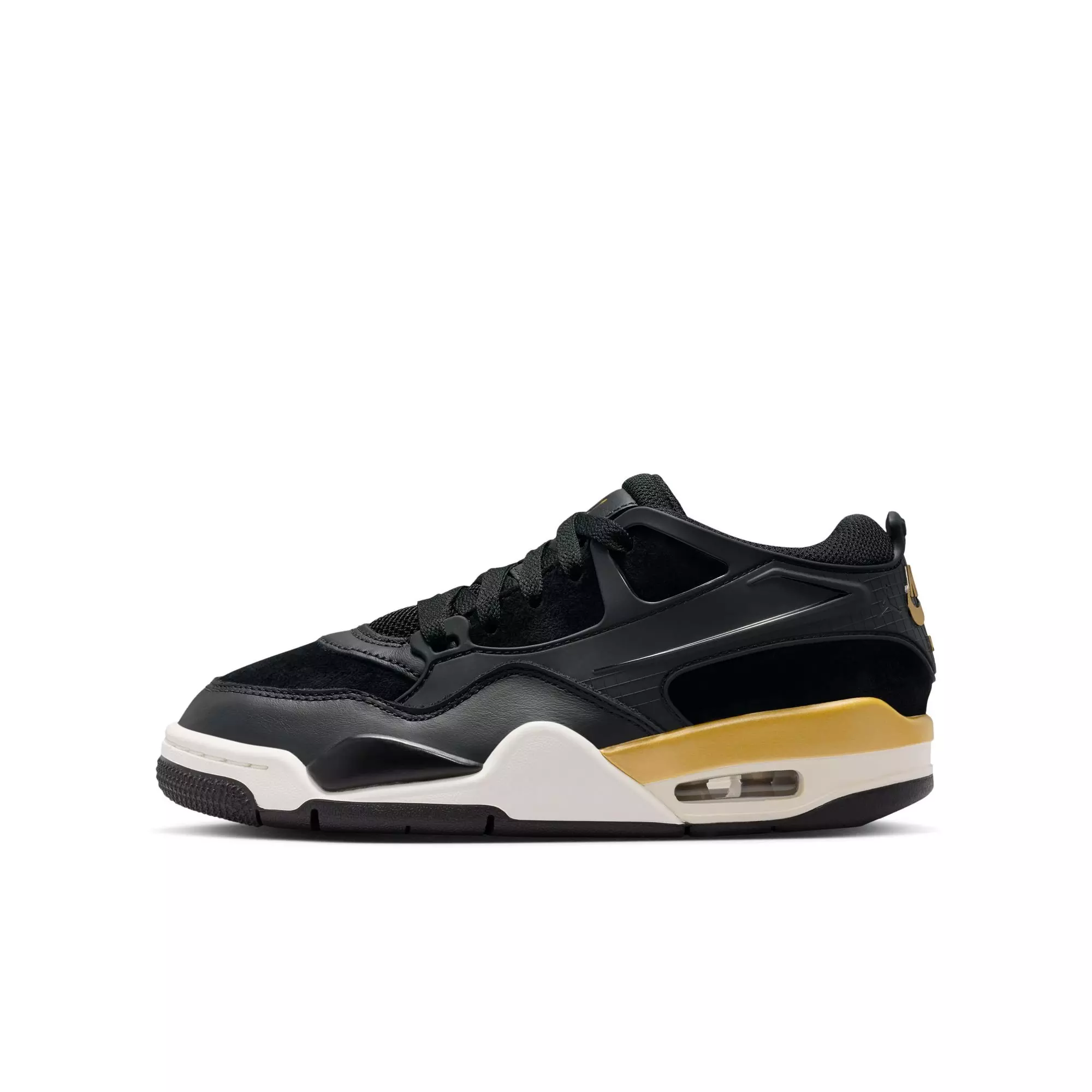 Jordan 4 RM "Black/Metallic Gold/Sail/Team Gold" Grade School Boys' Shoe - BLACK/GOLD