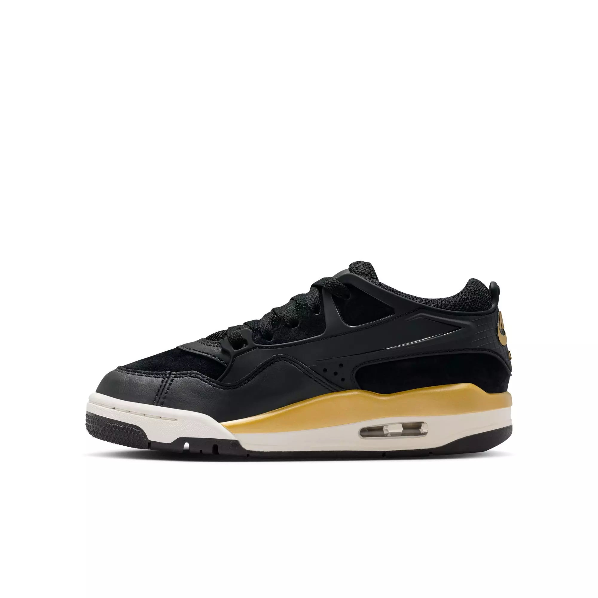 Jordan 4 RM "Black/Metallic Gold/Sail/Team Gold" Grade School Boys' Shoe - BLACK/GOLD