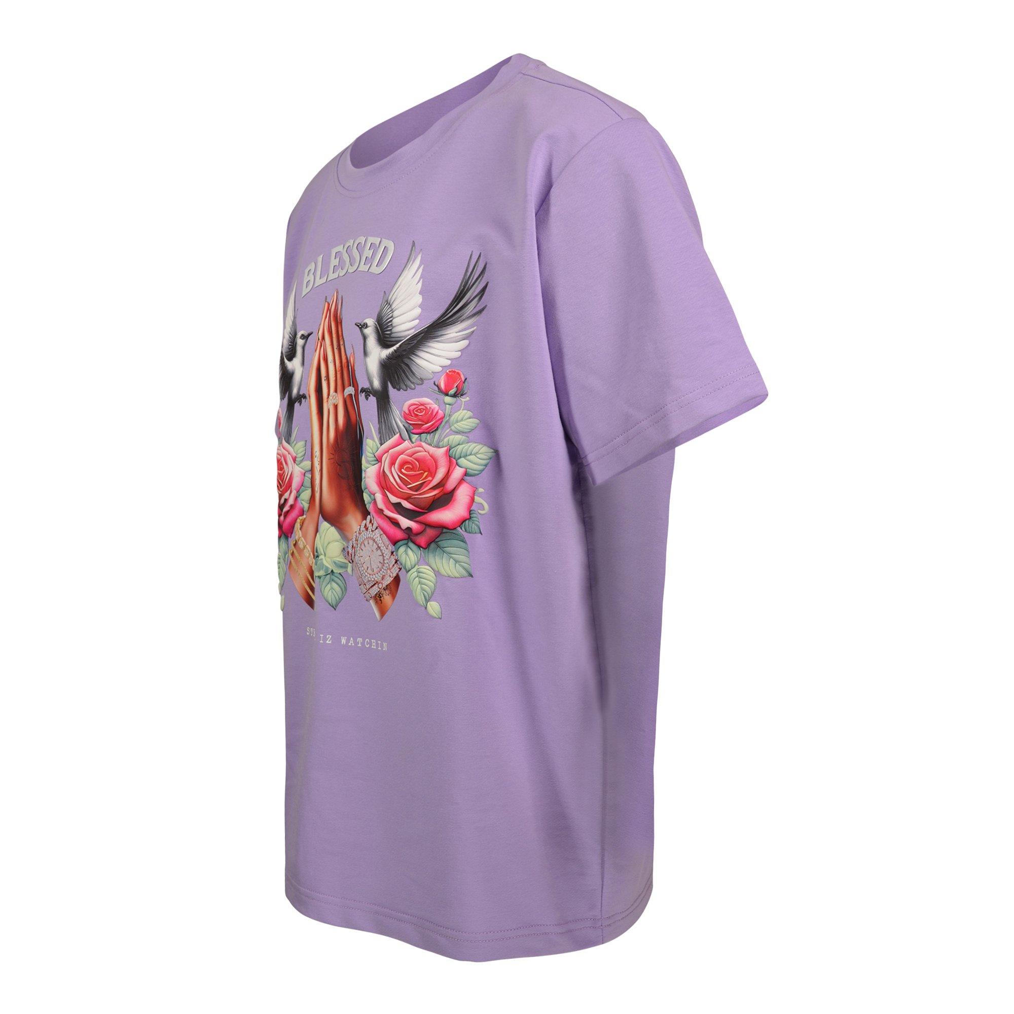 Streetz Iz Watchin Blessed Big Girls' Light Purple Tee