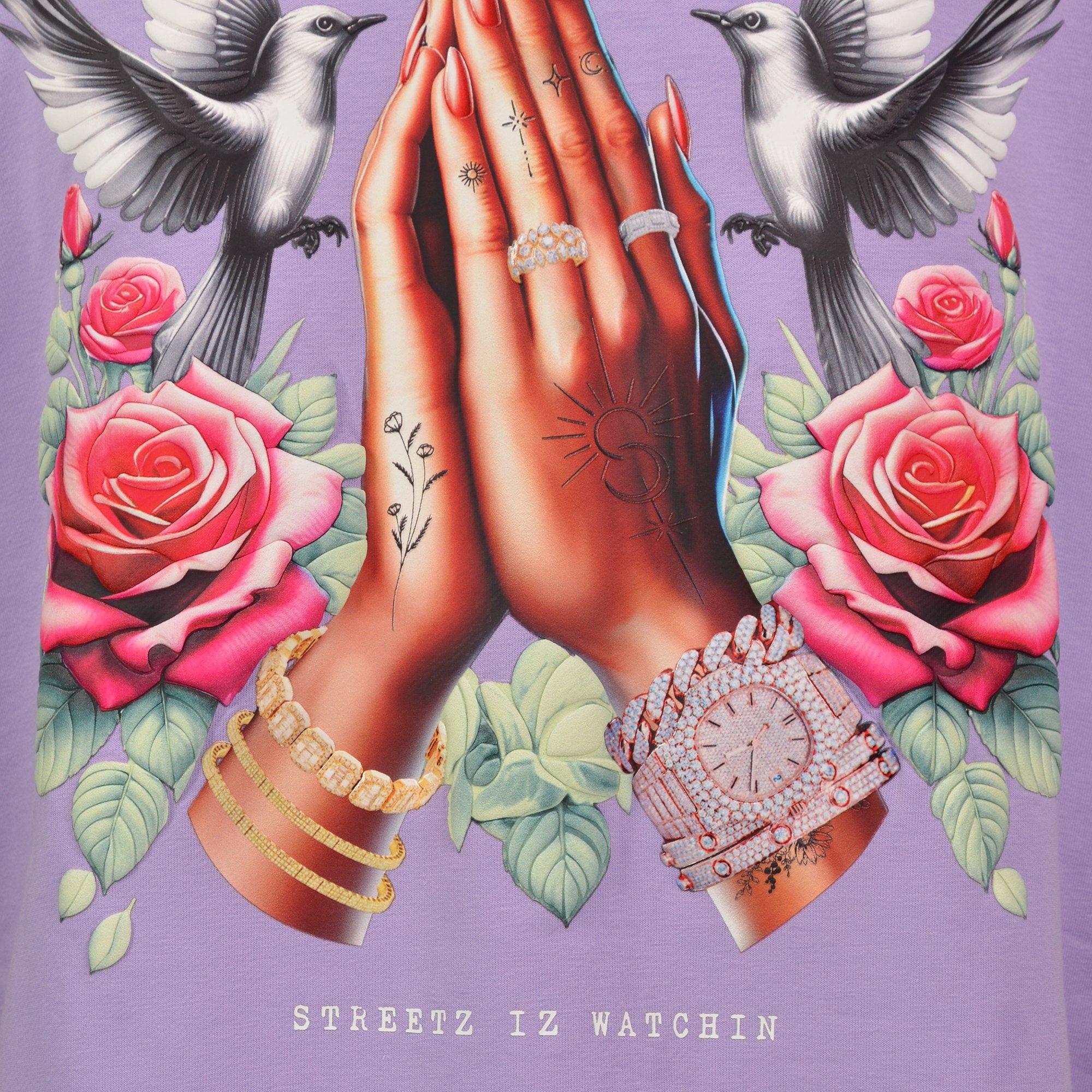 Streetz Iz Watchin Blessed Big Girls' Light Purple Tee