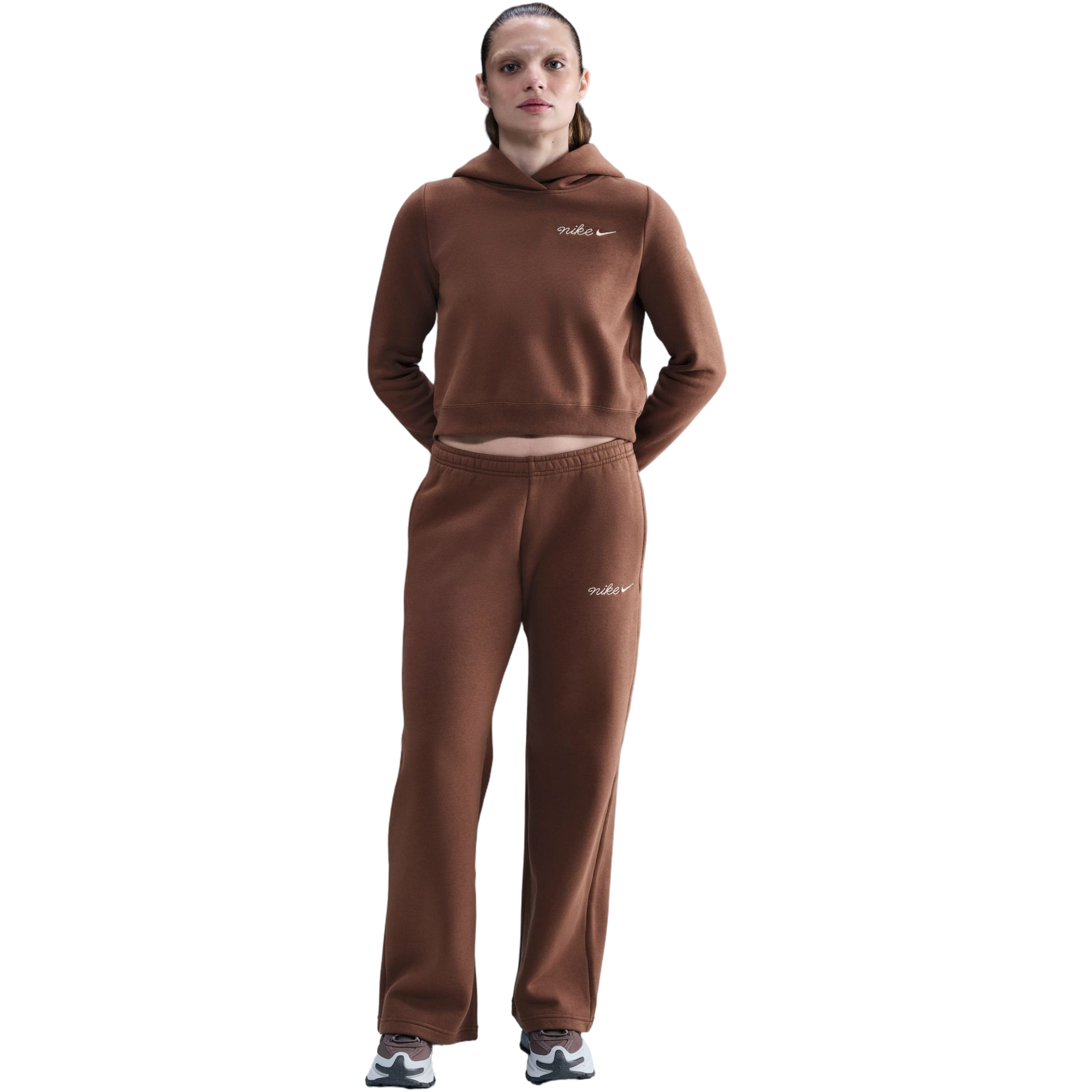 Nike Women's Sportswear Phoenix Fleece Shrunken Hoodie - BROWN Thumbnail View 1