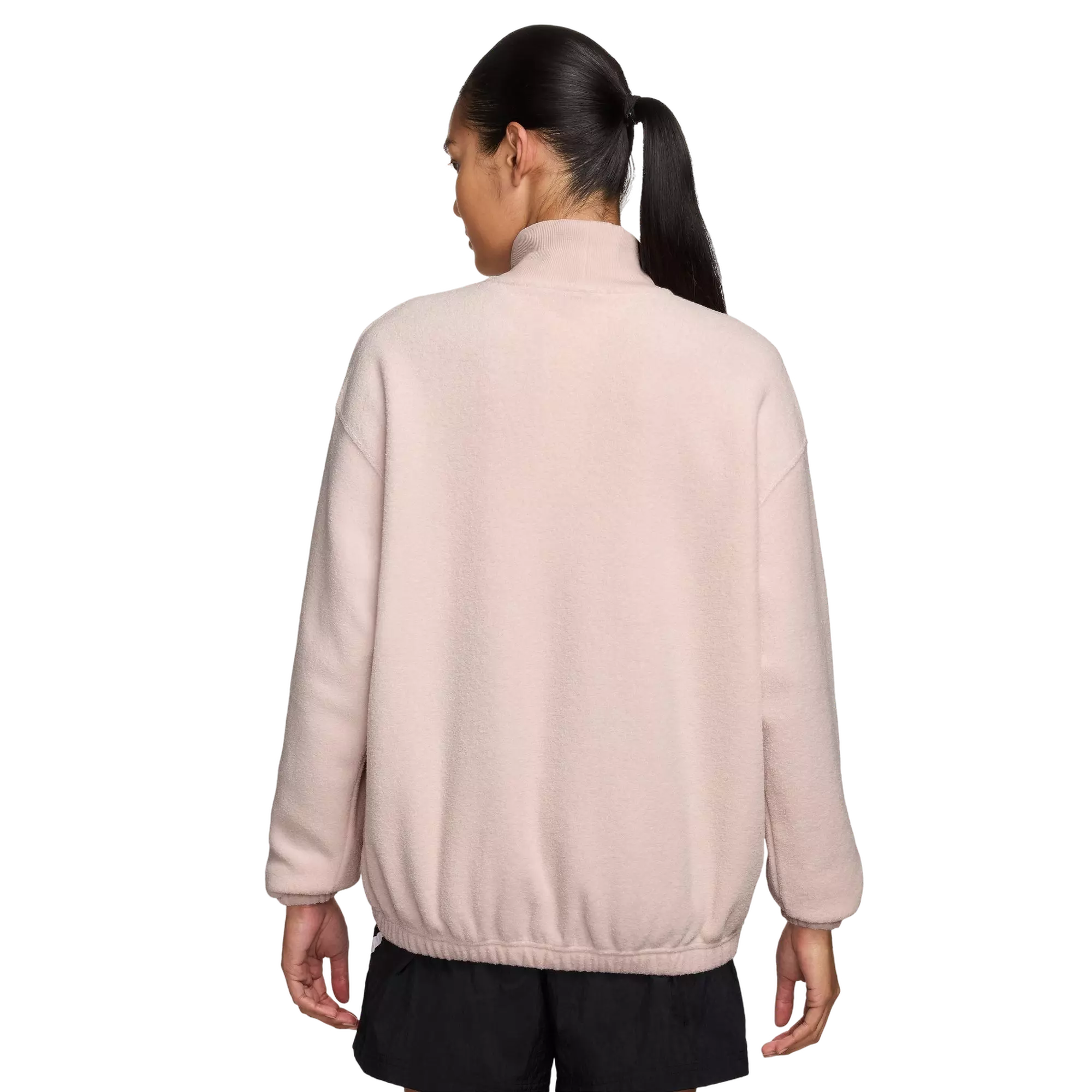 Nike Women's Sportswear Phoenix Plush Cozy Oversized Long-Sleeve Mock-Neck Top - PINK