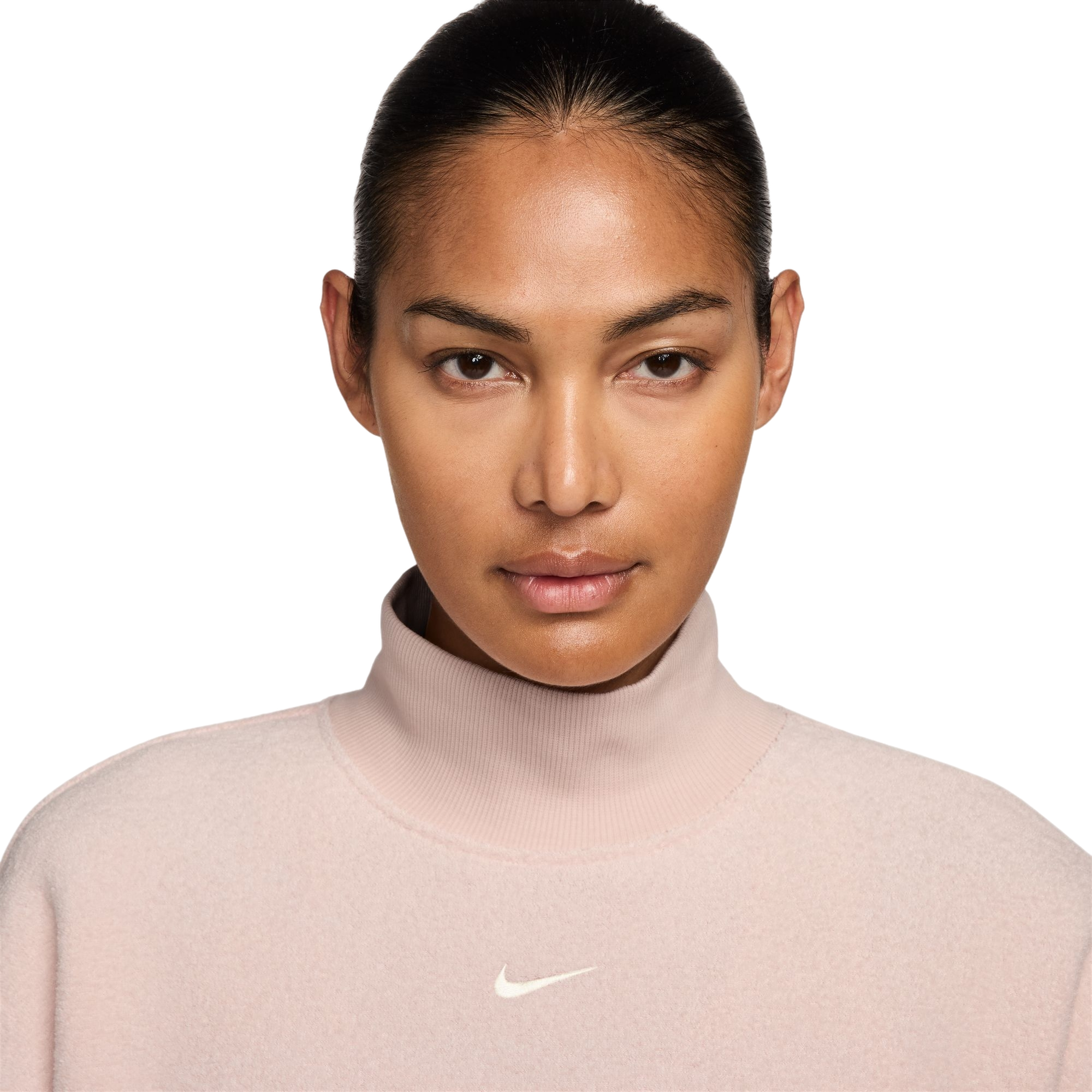 Nike Women's Sportswear Phoenix Plush Cozy Oversized Long-Sleeve Mock-Neck Top - PINK Thumbnail View 3