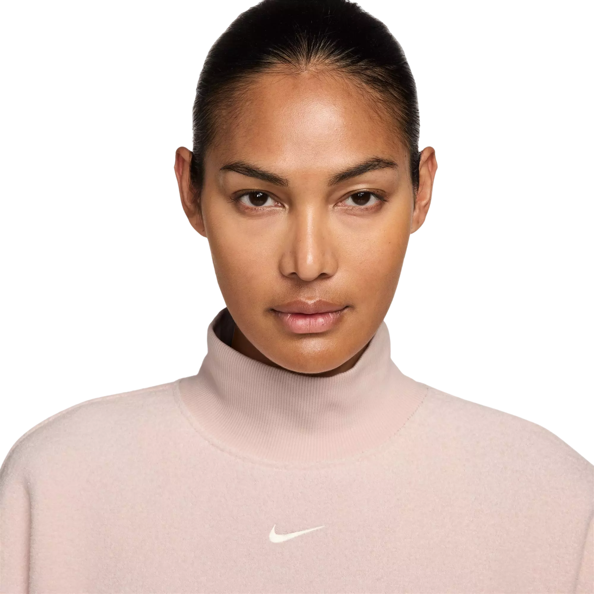 Nike Women's Sportswear Phoenix Plush Cozy Oversized Long-Sleeve Mock-Neck Top - PINK
