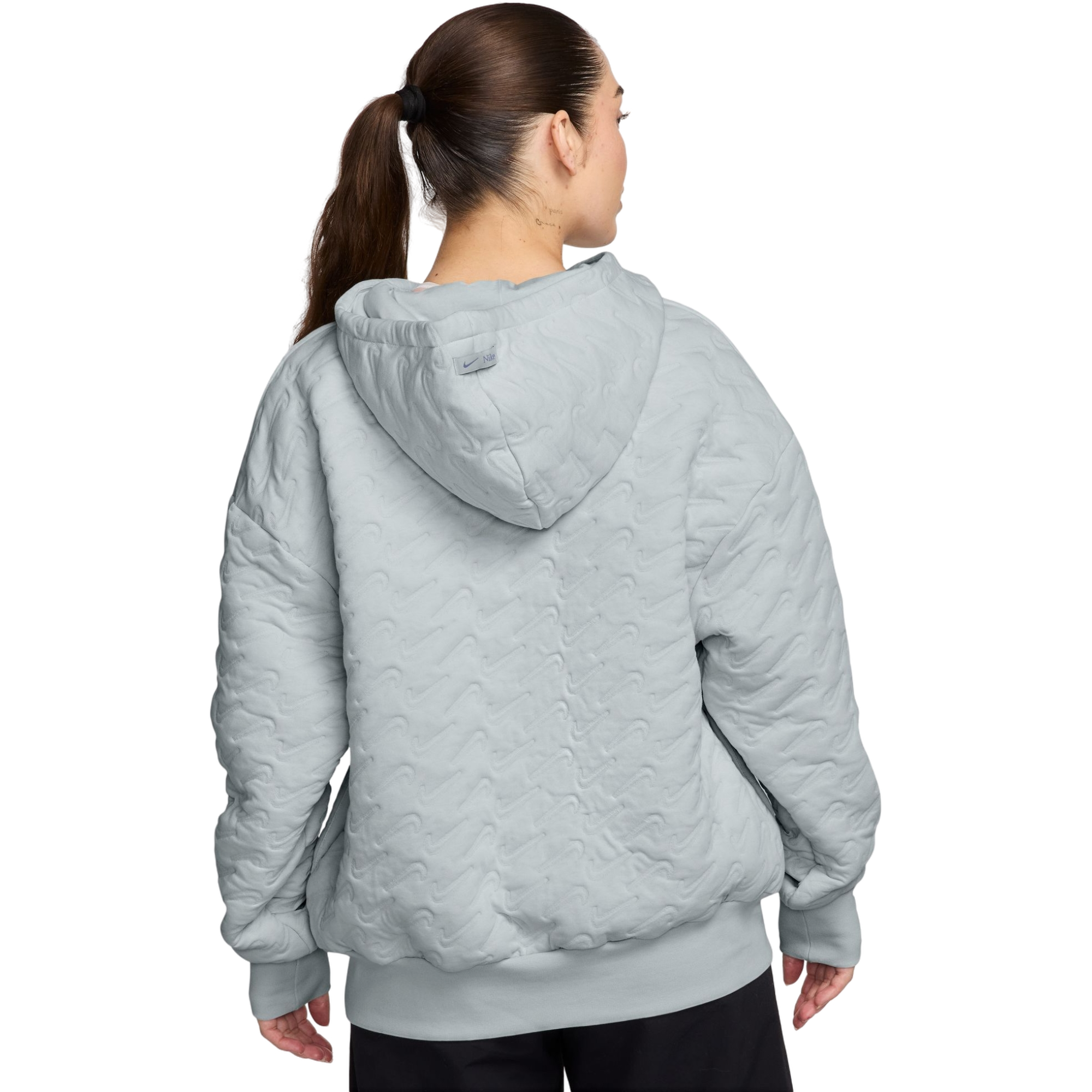 Nike Women's Sportswear Phoenix Fleece Loose Jacquard Pullover Hoodie - SILVER Thumbnail View 2