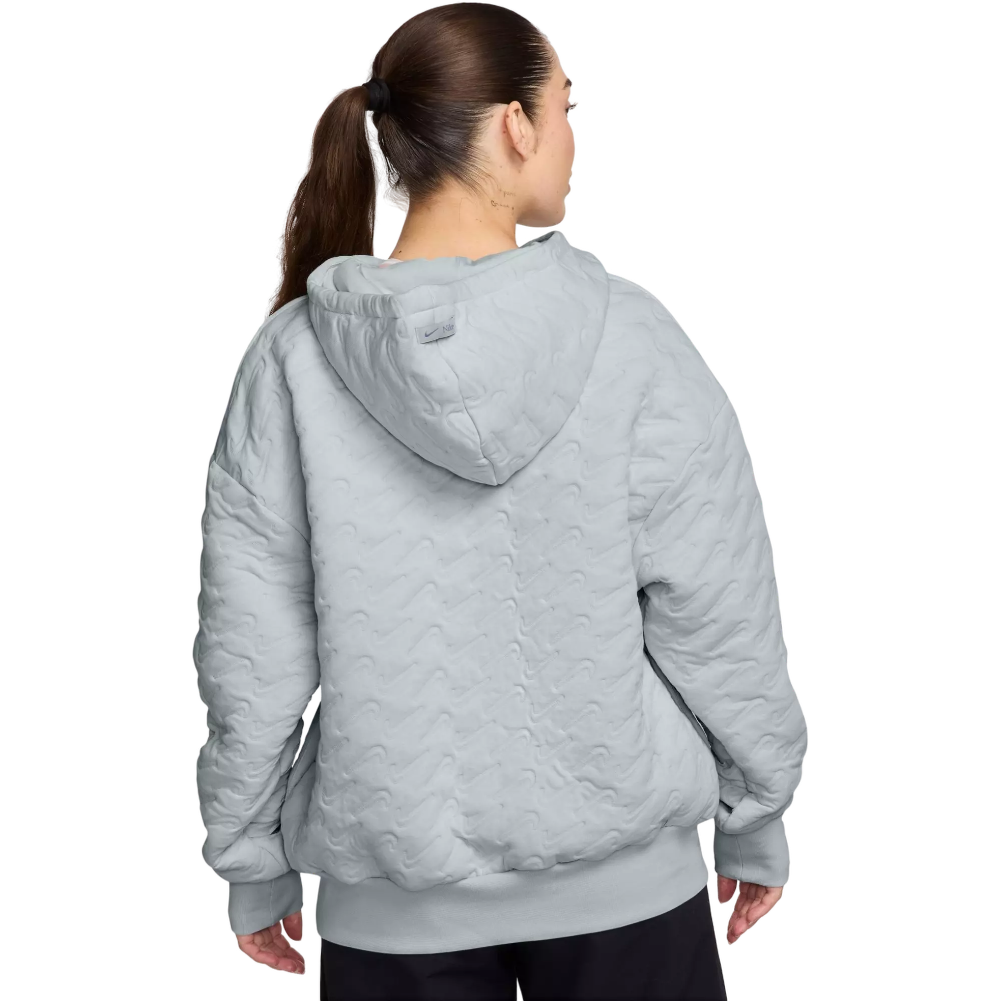 Nike Women's Sportswear Phoenix Fleece Loose Jacquard Pullover Hoodie - SILVER