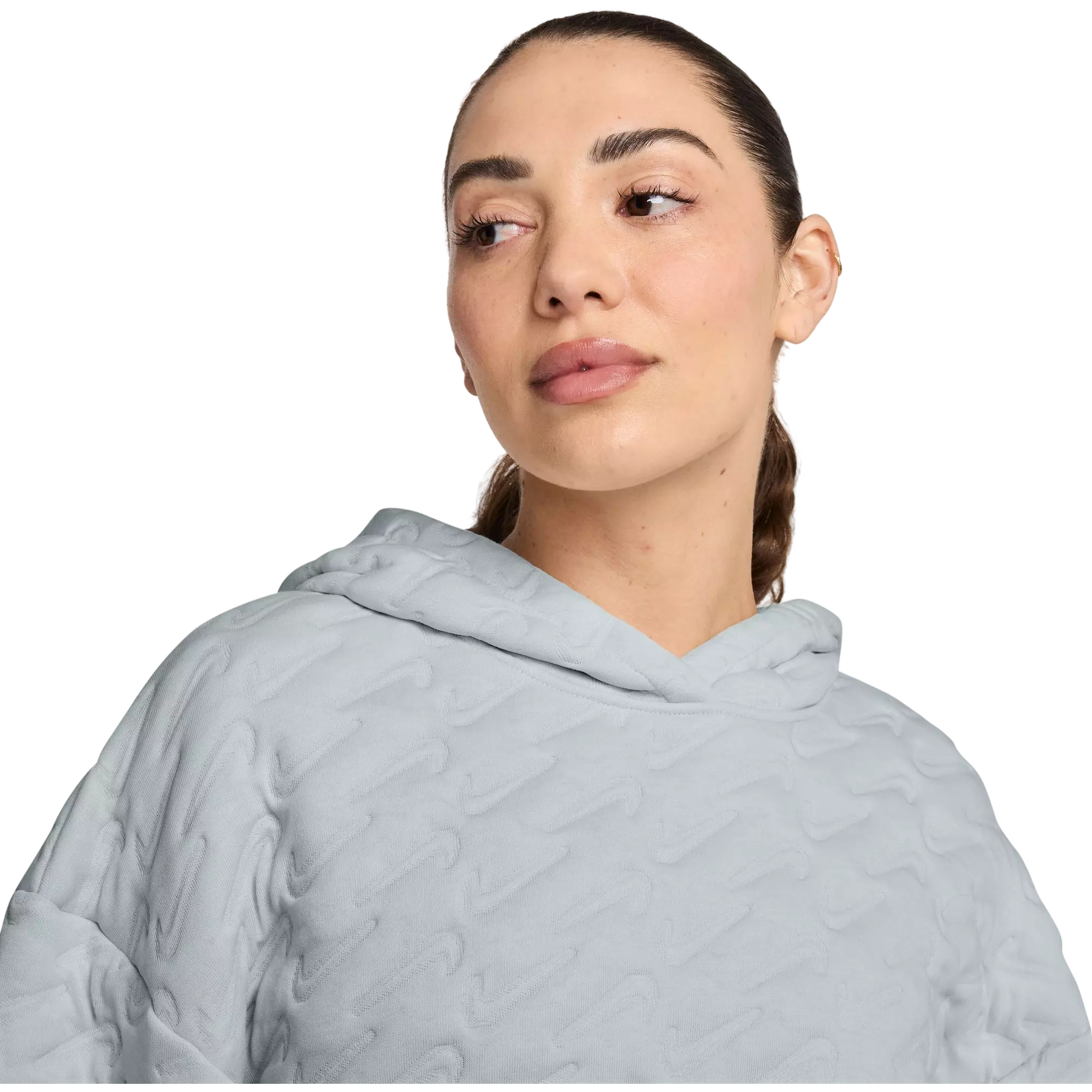 Nike Women's Sportswear Phoenix Fleece Loose Jacquard Pullover Hoodie - SILVER