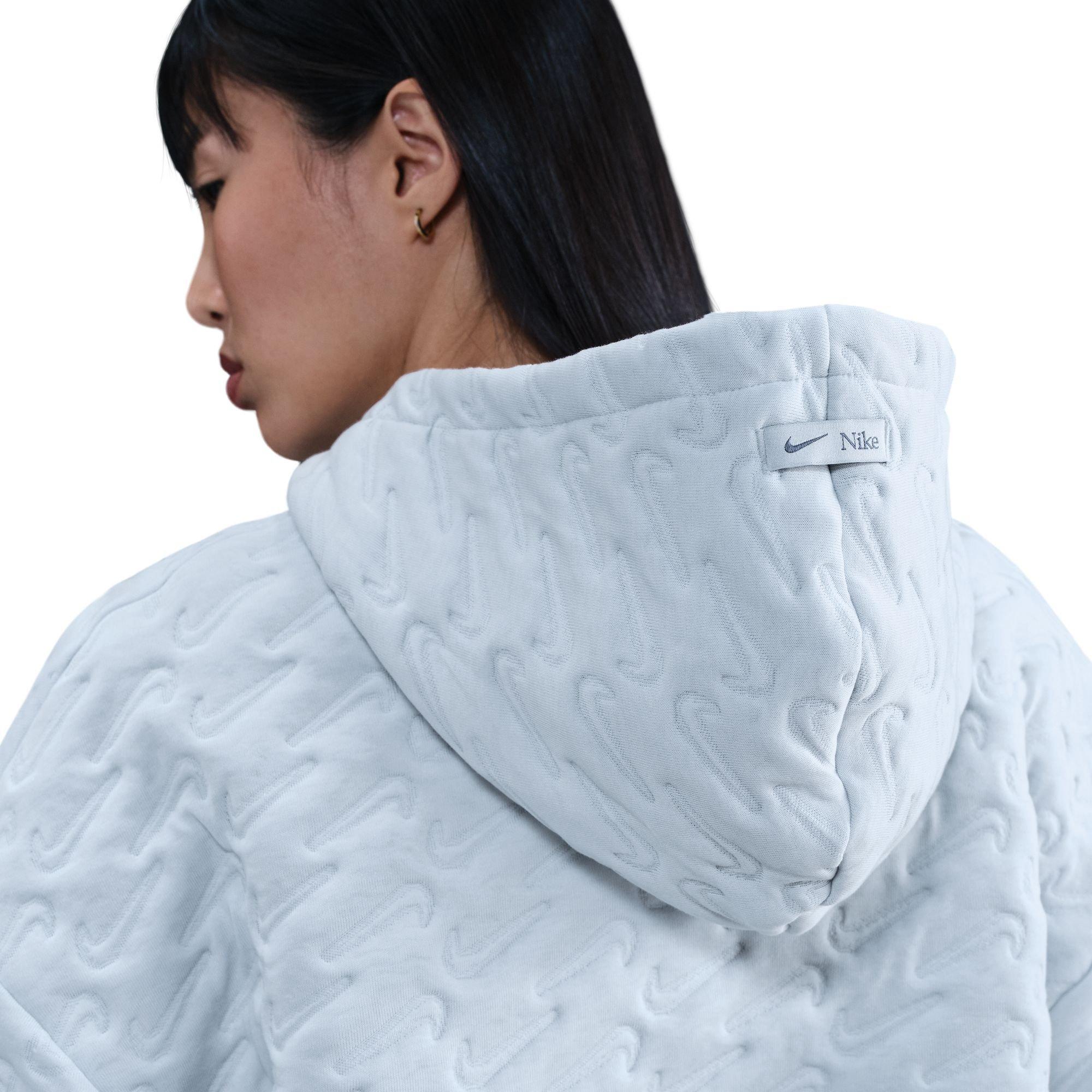 Nike Women's Sportswear Phoenix Fleece Loose Jacquard Pullover Hoodie - SILVER Thumbnail View 4