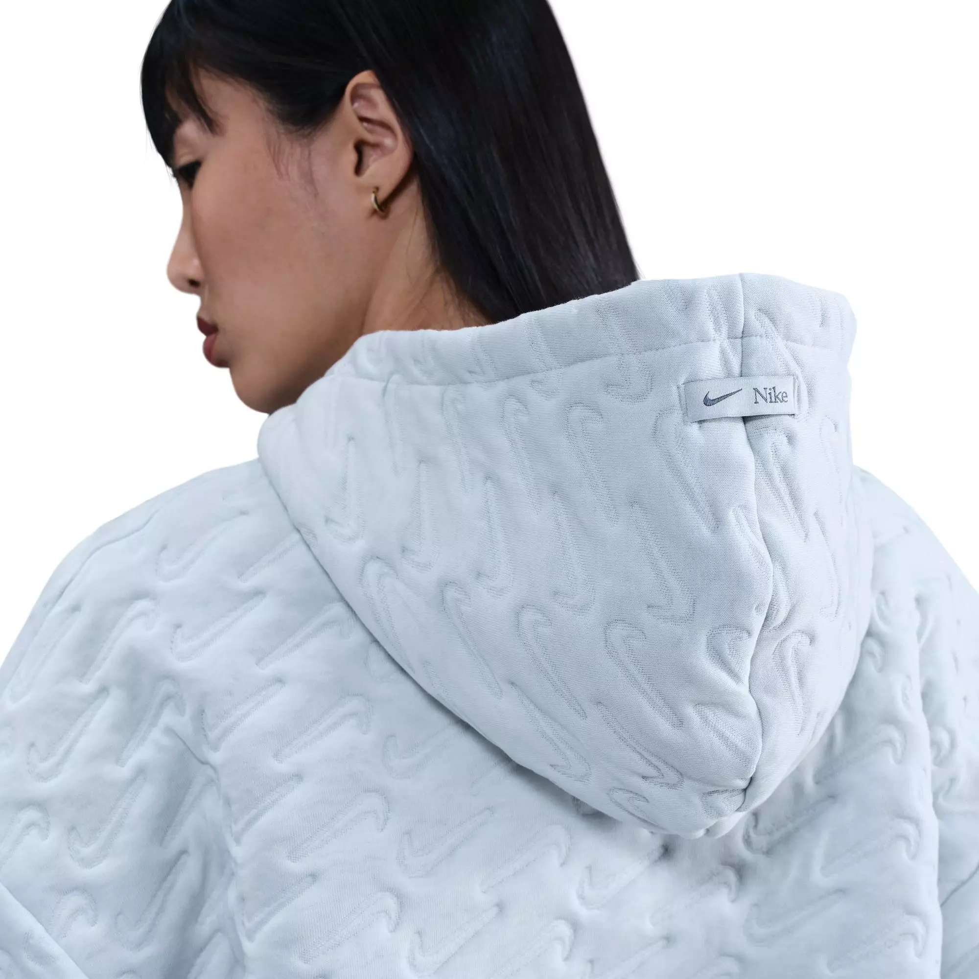 Nike Women's Sportswear Phoenix Fleece Loose Jacquard Pullover Hoodie - SILVER