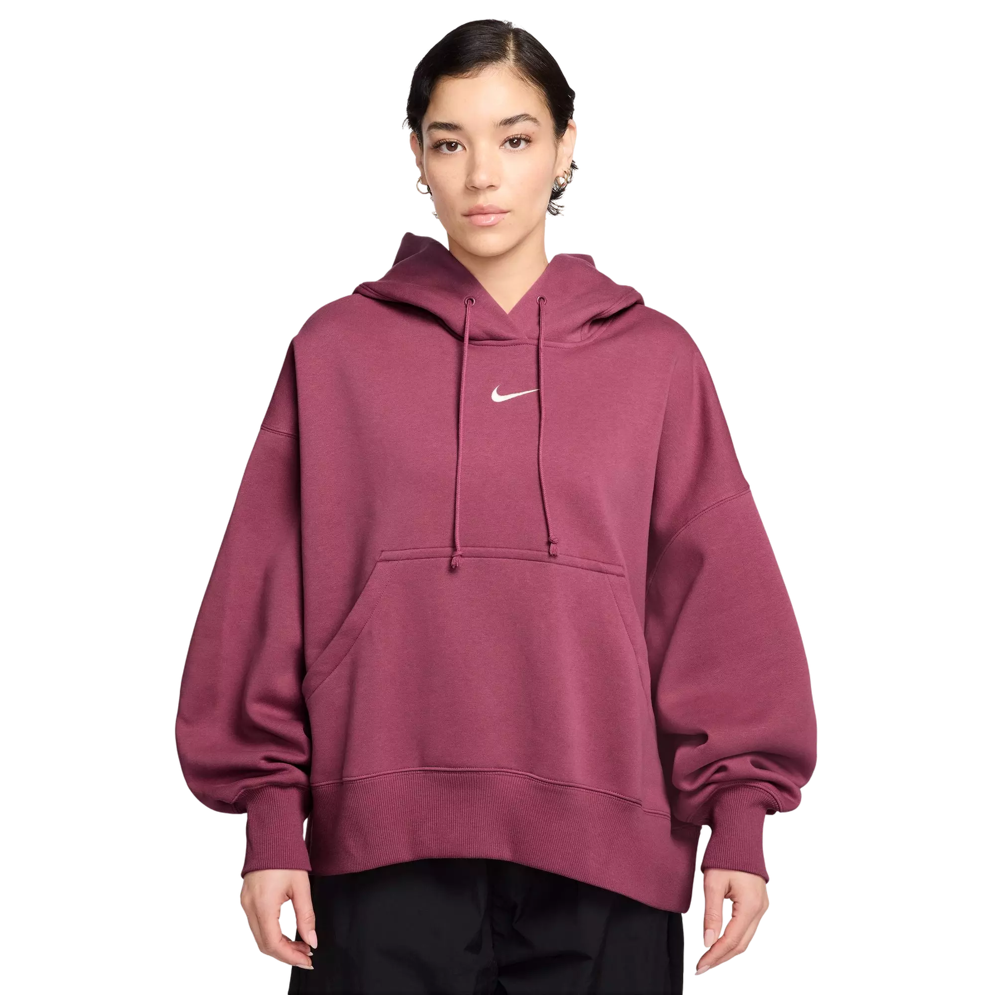 Nike Women's Sportswear Phoenix Fleece Over-Oversized Pullover Hoodie - BERRY