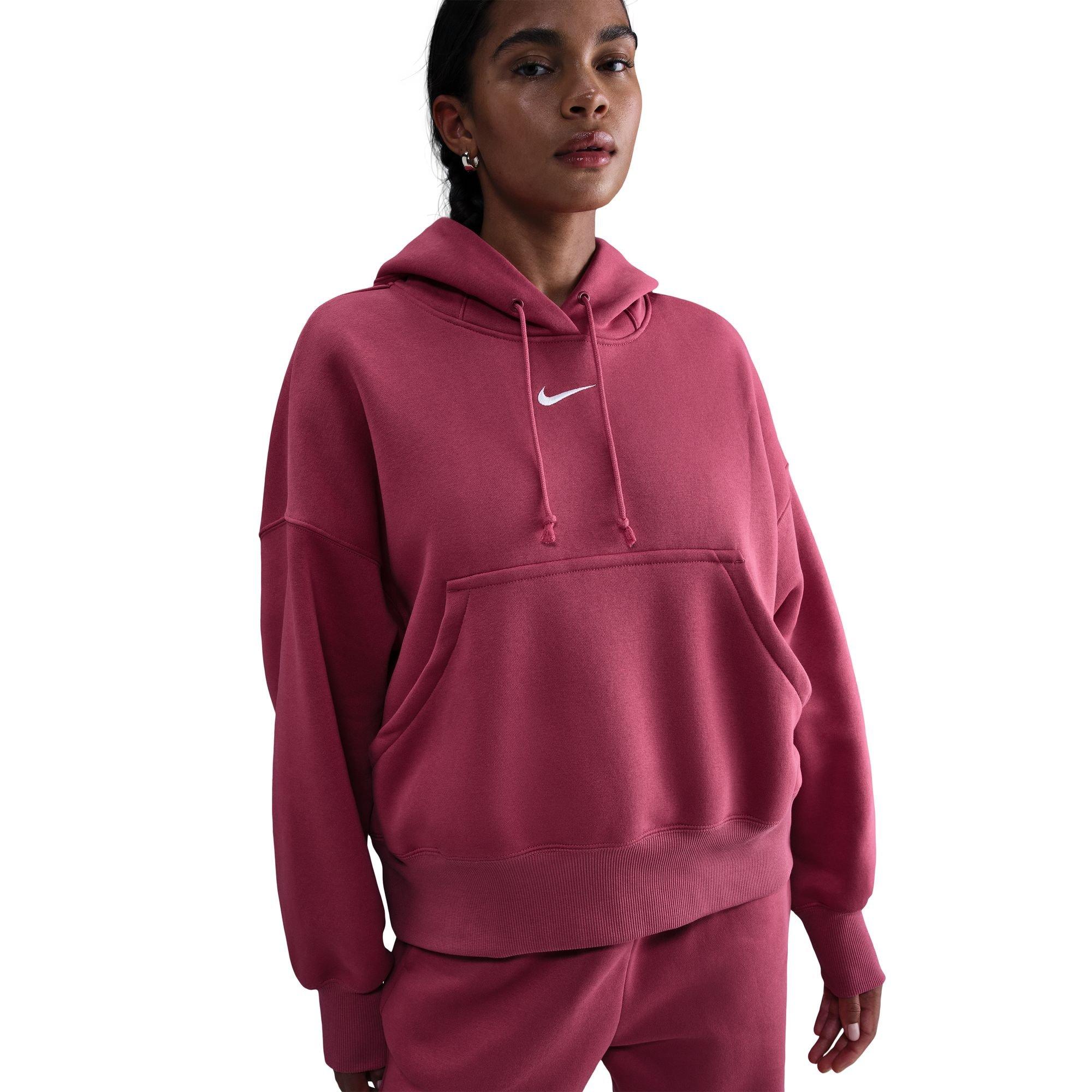 Nike Women's Sportswear Phoenix Fleece Over-Oversized Pullover Hoodie - BERRY Thumbnail View 3