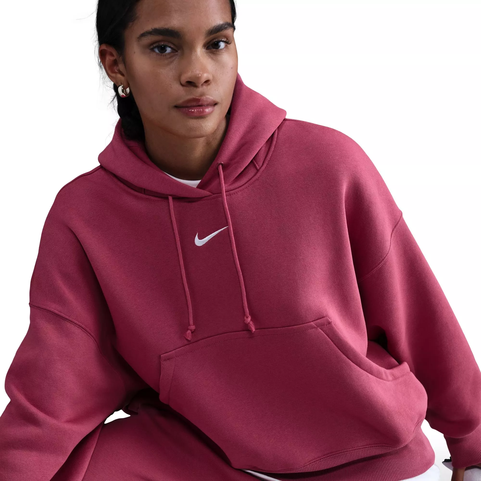 Nike Women's Sportswear Phoenix Fleece Over-Oversized Pullover Hoodie - BERRY