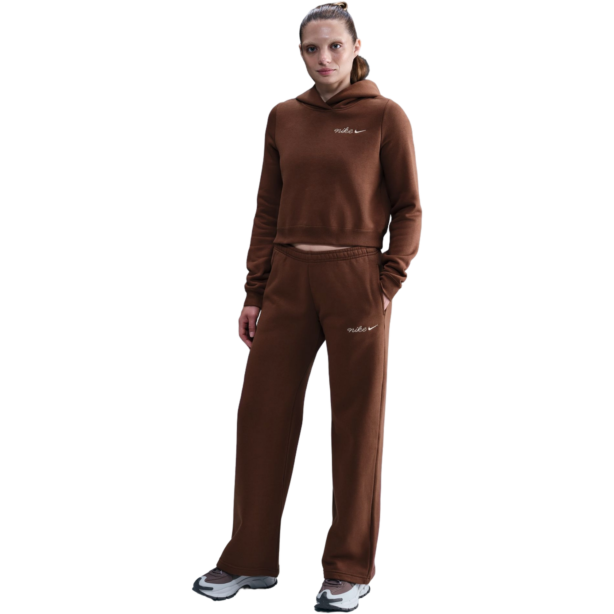 Nike Women's Sportswear Phoenix Fleece Straight Leg Pants - BROWN Thumbnail View 1
