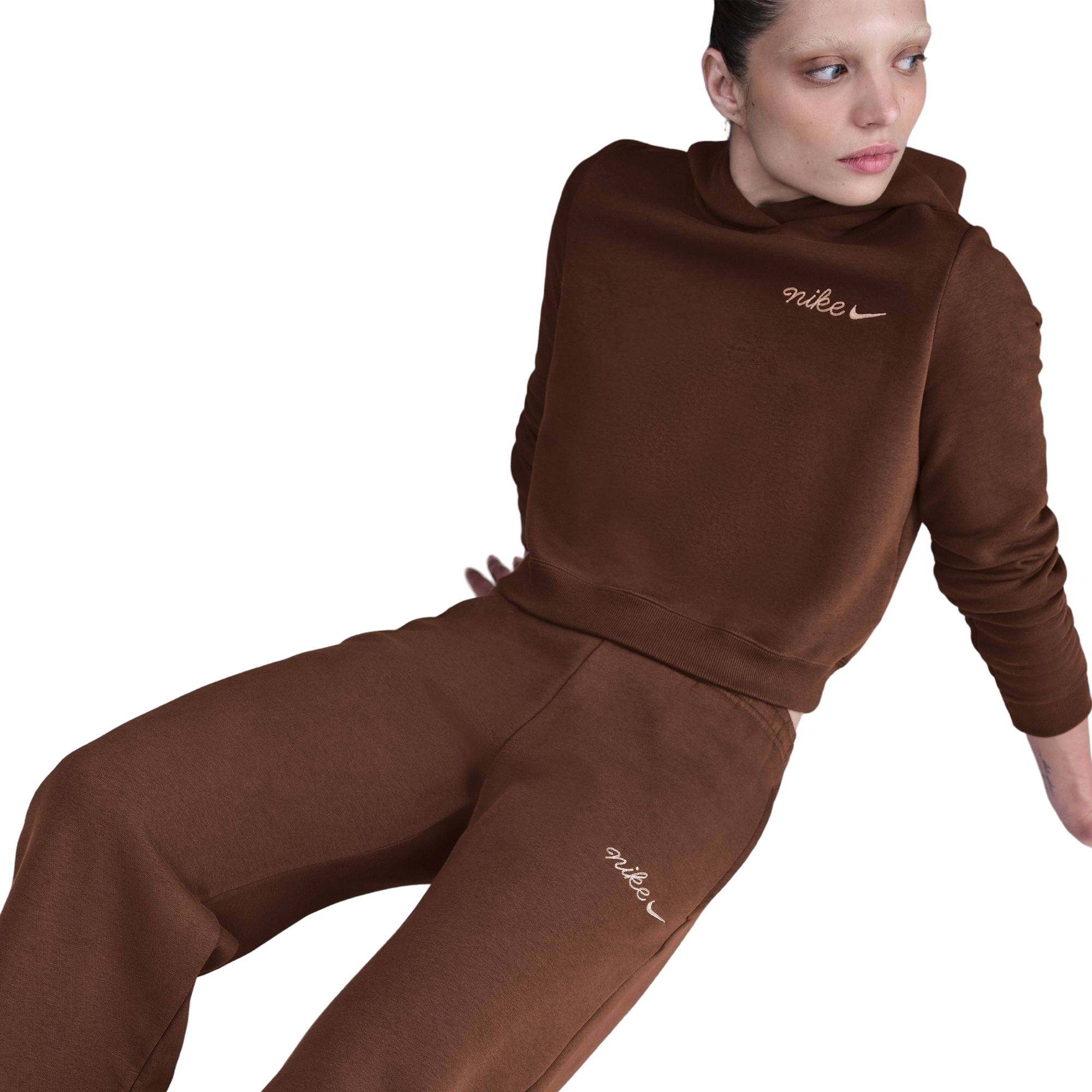 Nike Women's Sportswear Phoenix Fleece Straight Leg Pants - BROWN Thumbnail View 5