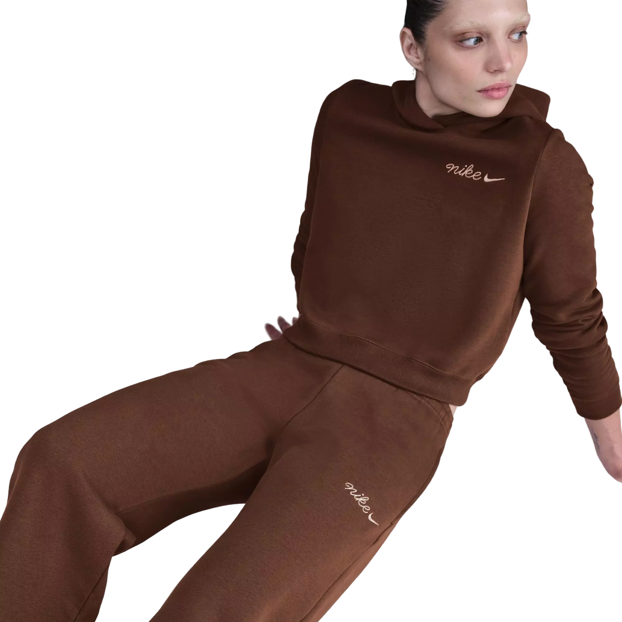 Nike Women's Sportswear Phoenix Fleece Straight Leg Pants - BROWN