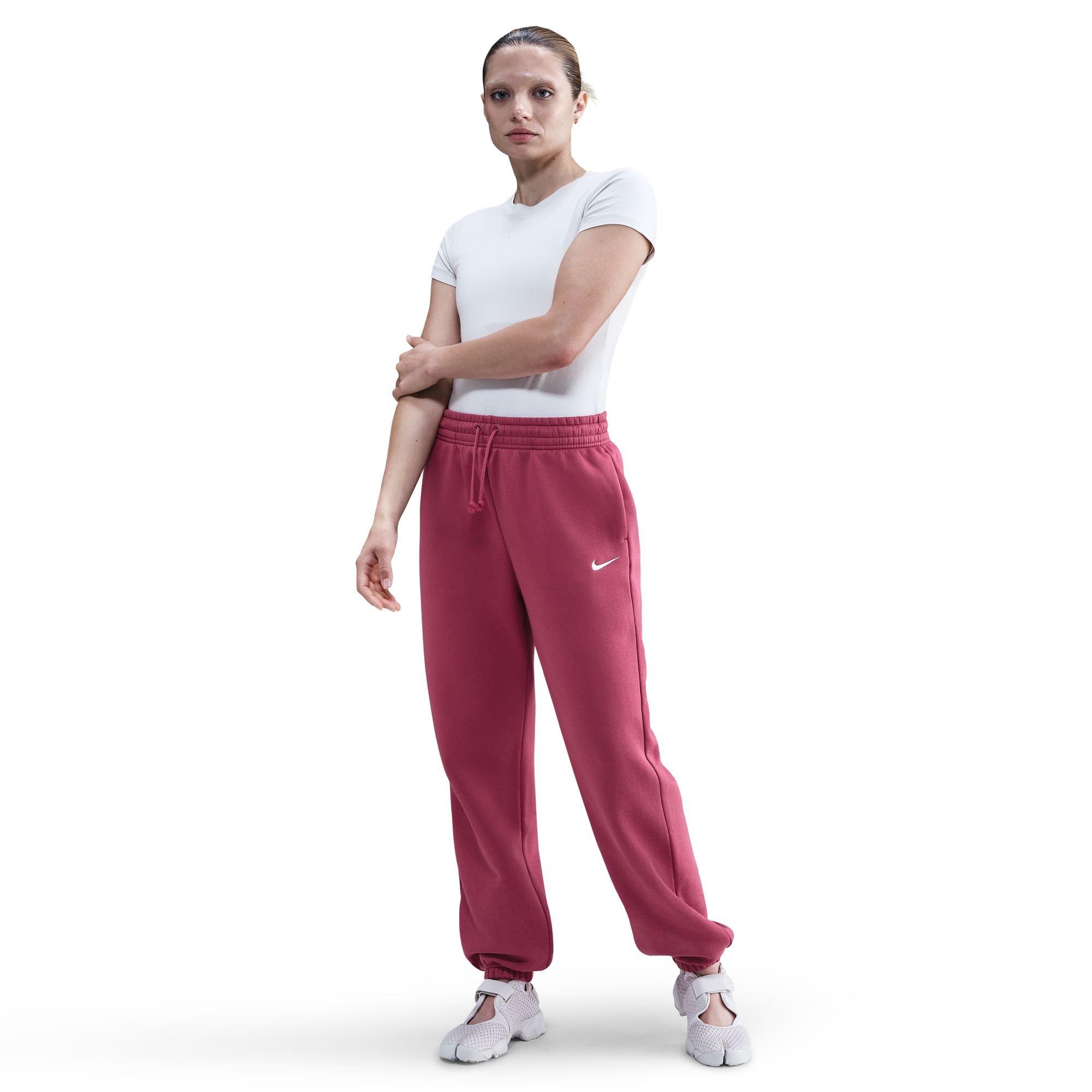 Nike Women's Sportswear Phoenix Fleece High-Waisted Oversized Sweatpants - BERRY Thumbnail View 4