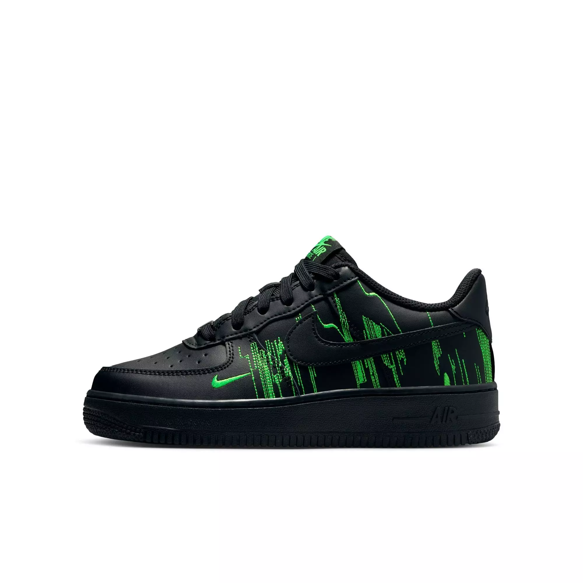 Nike Air Force 1 LV8 4 "Black/Green Strike/Vivid Purple" Grade School Boys' Shoe - BLACK/GREEN