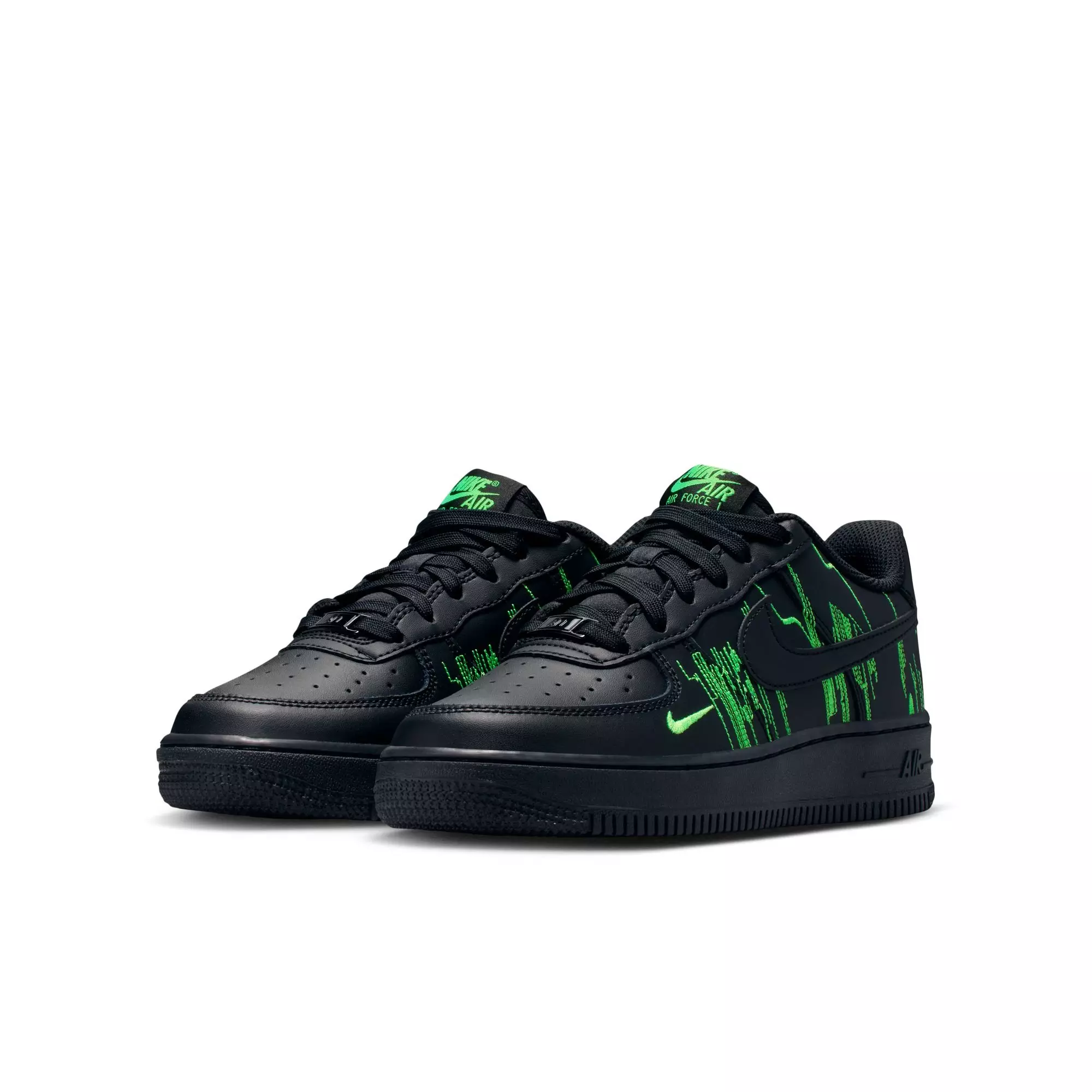 Nike Air Force 1 LV8 4 "Black/Green Strike/Vivid Purple" Grade School Boys' Shoe - BLACK/GREEN