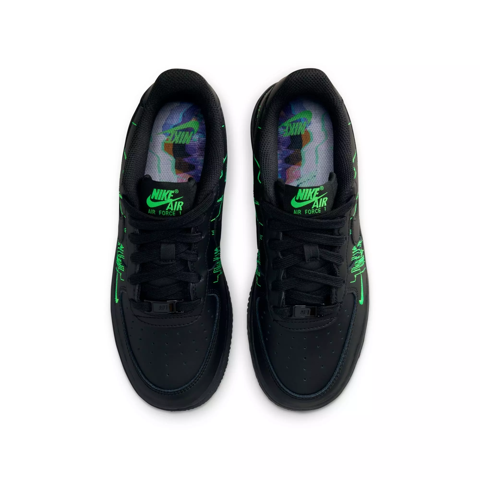 Nike Air Force 1 LV8 4 "Black/Green Strike/Vivid Purple" Grade School Boys' Shoe - BLACK/GREEN