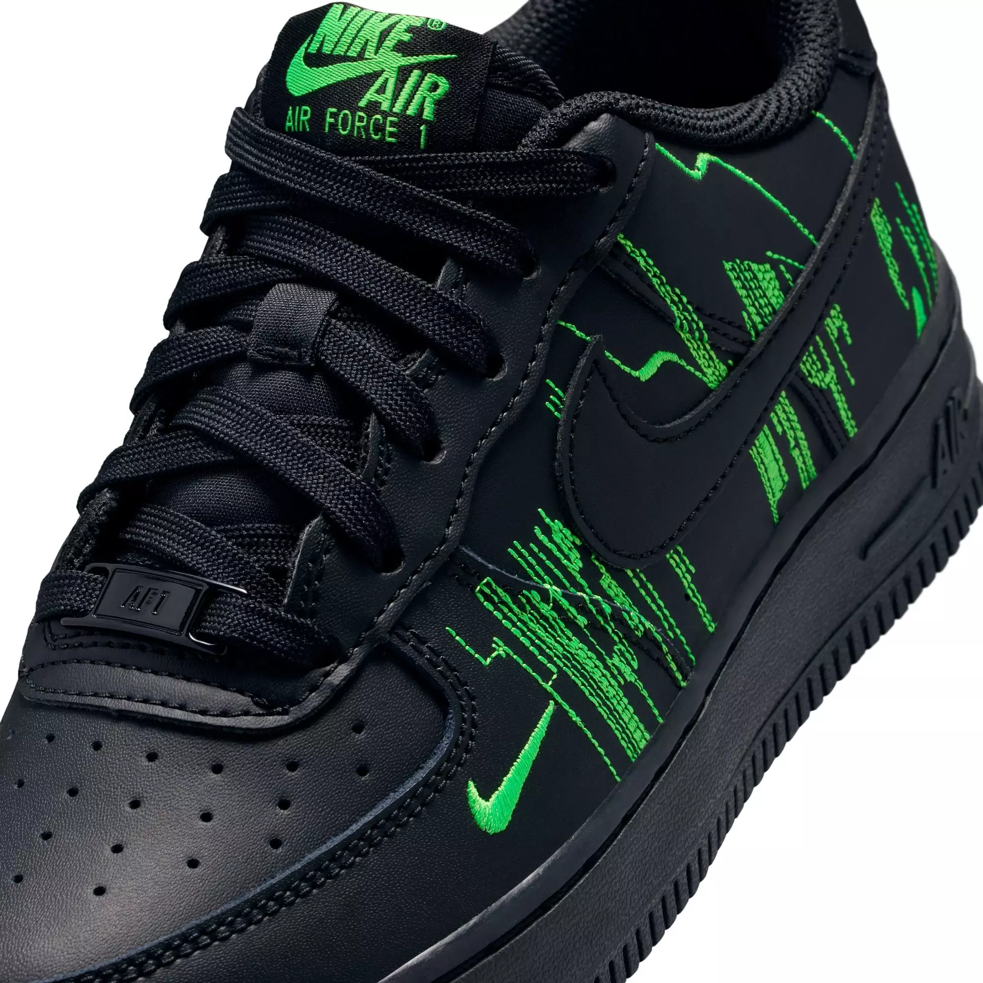 Nike Air Force 1 LV8 4 "Black/Green Strike/Vivid Purple" Grade School Boys' Shoe - BLACK/GREEN