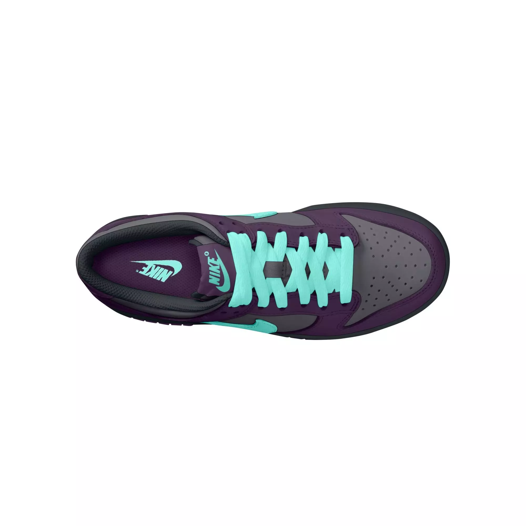 Nike Dunk Low "Dk Smoke Grey/Artisan Teal/Grand Purple" Grade School Boys' Shoe - PURPLE/BLACK