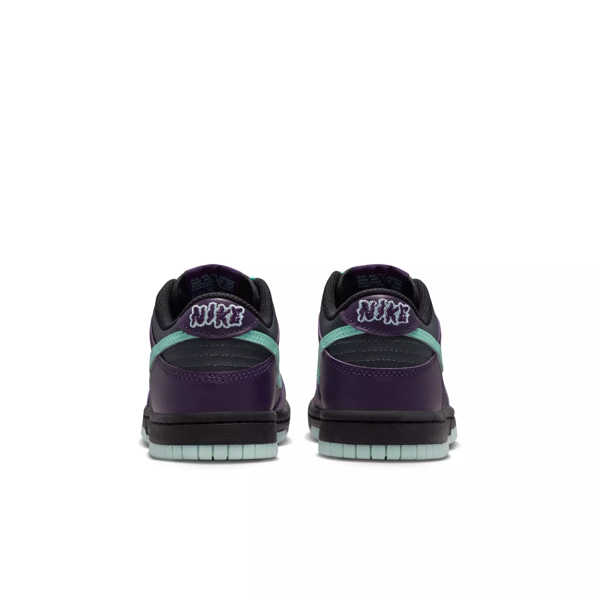 Nike Dunk Low "Dk Smoke Grey/Artisan Teal/Grand Purple" Grade School Boys' Shoe - PURPLE/BLACK