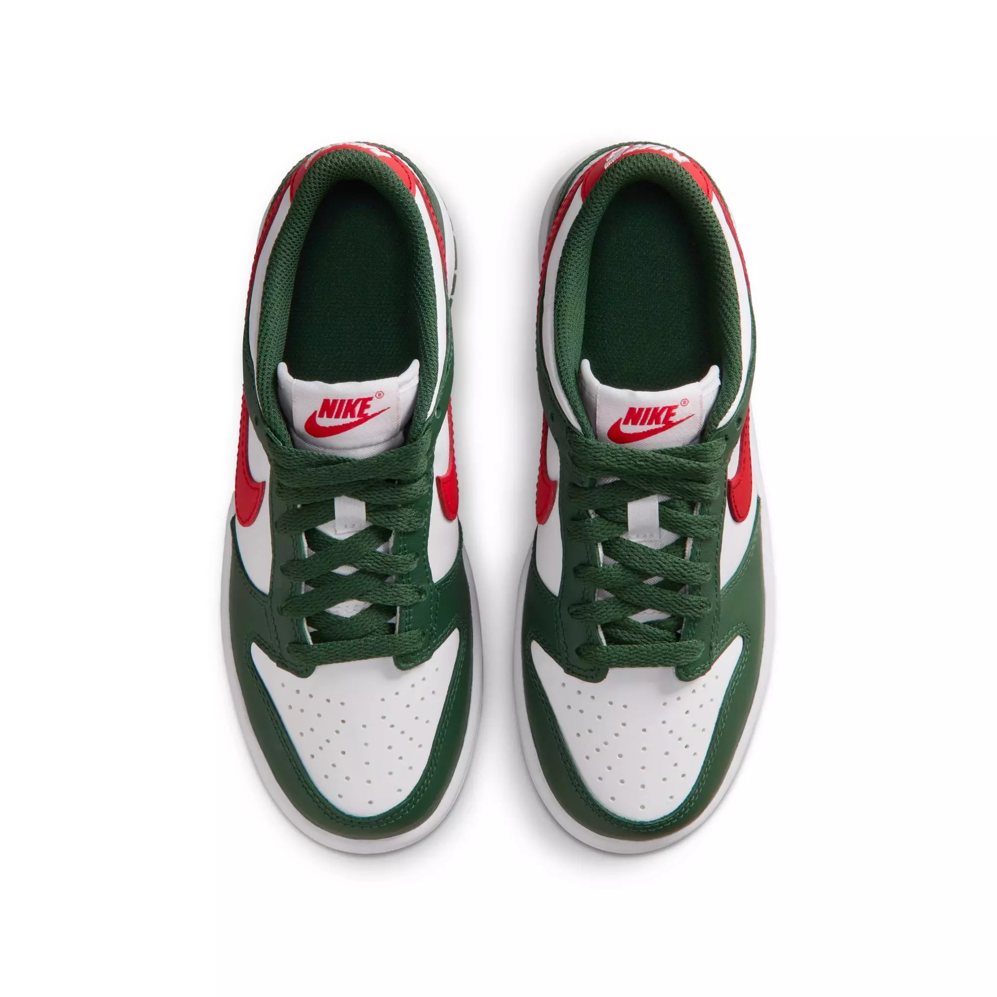 Nike Dunk Low "Fir/University Red/White" Grade School Boys' Shoe - GREEN/RED