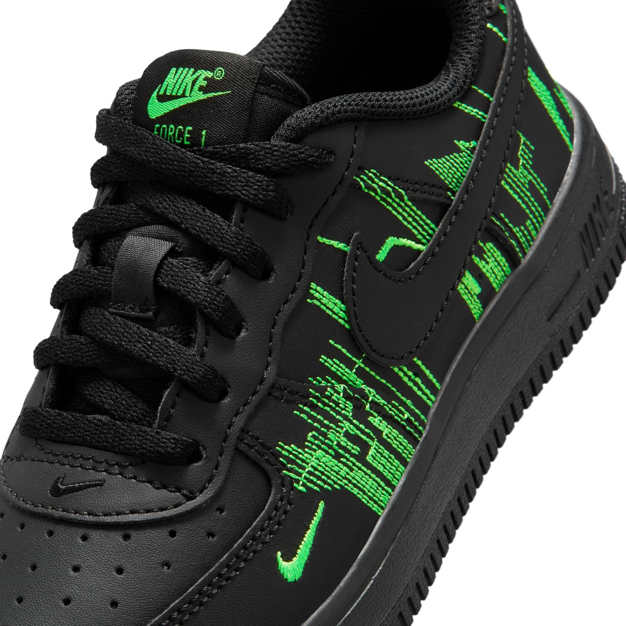 Nike Air Force 1 Low LV8 Preschool Boys' "Black/Green Strike/Vivid Purple" Shoe