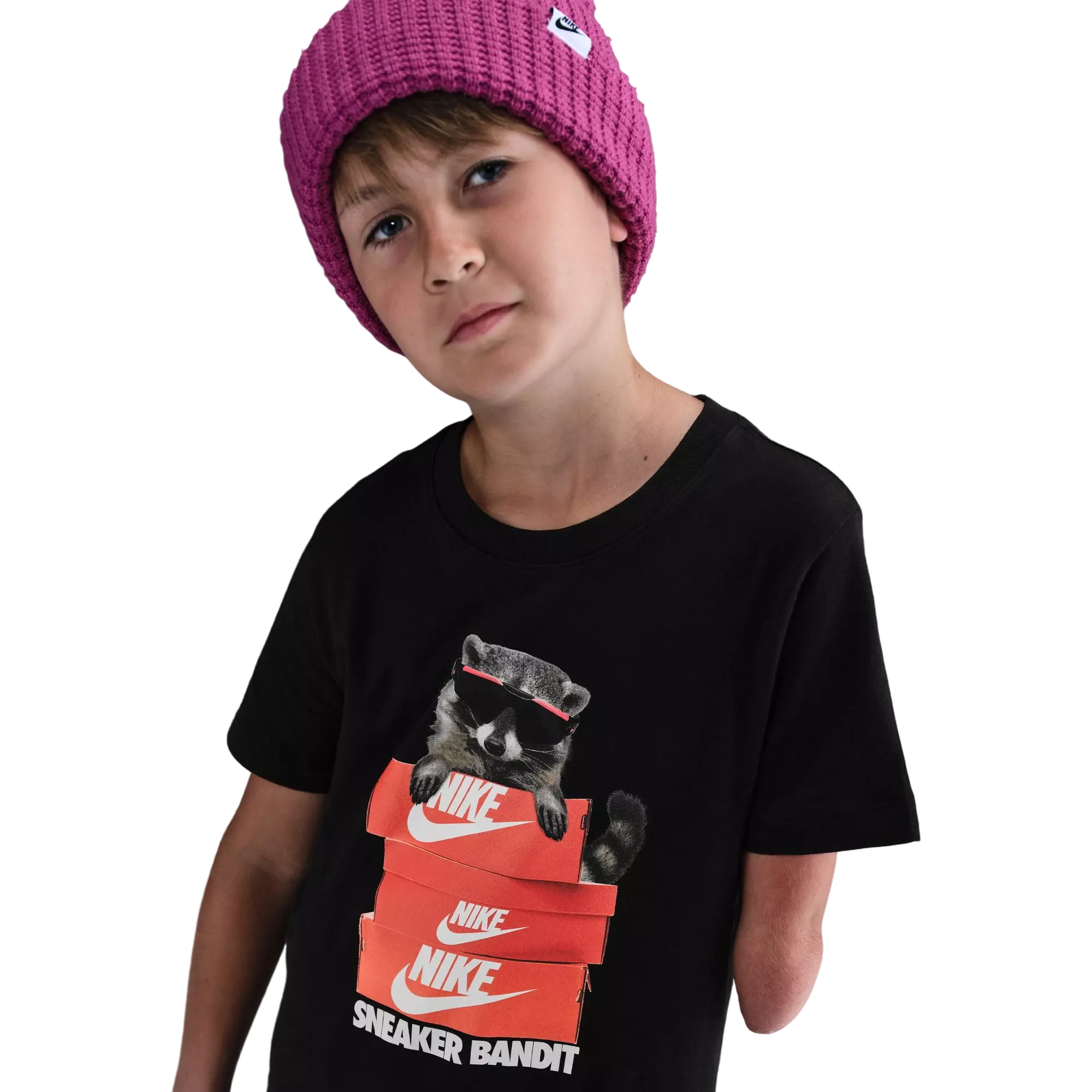 Nike Big Boys' Racoon Tee - Black - BLACK