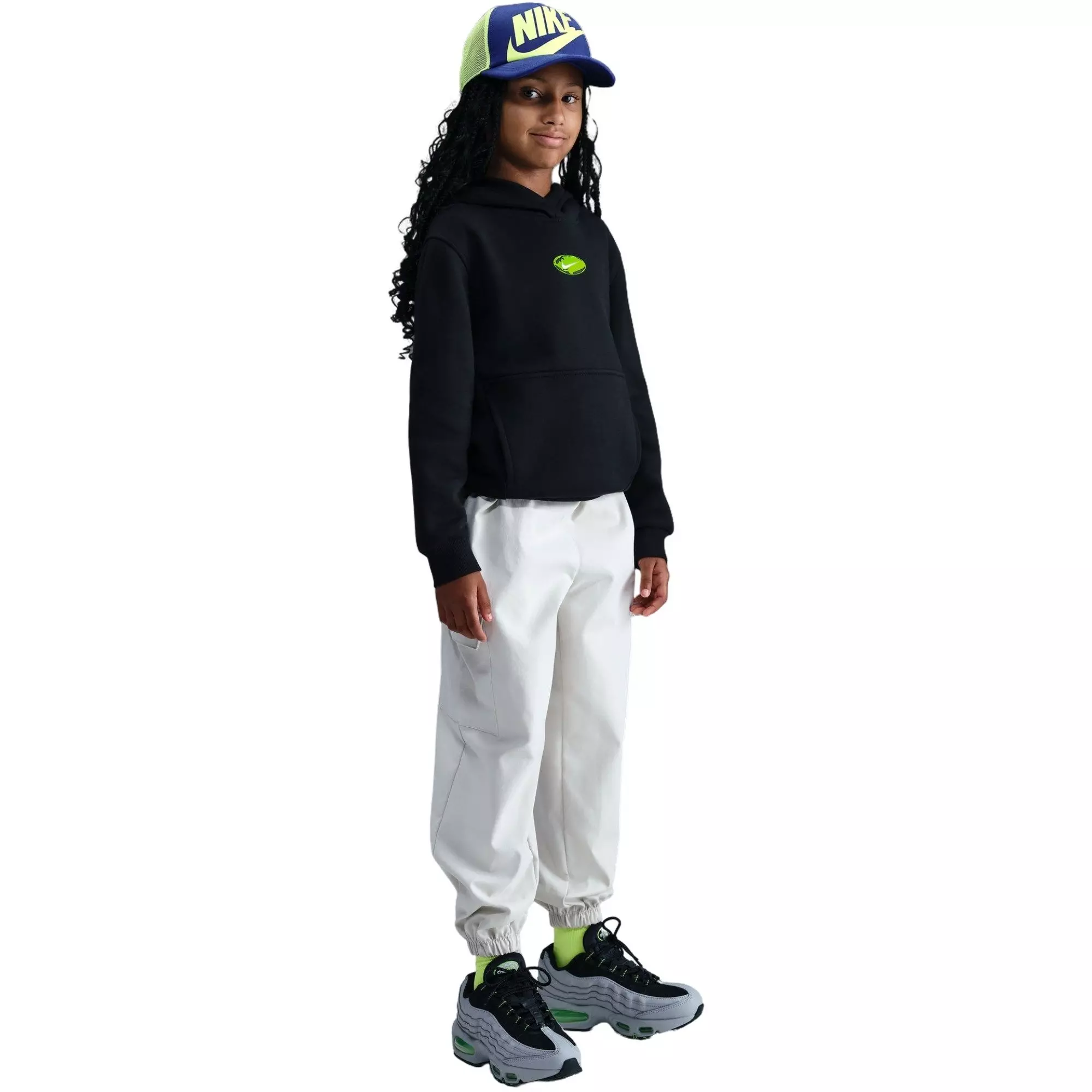Nike Big Kids' Sportswear Club Fleece Hoodie - Black/Green - BLACK/GREEN