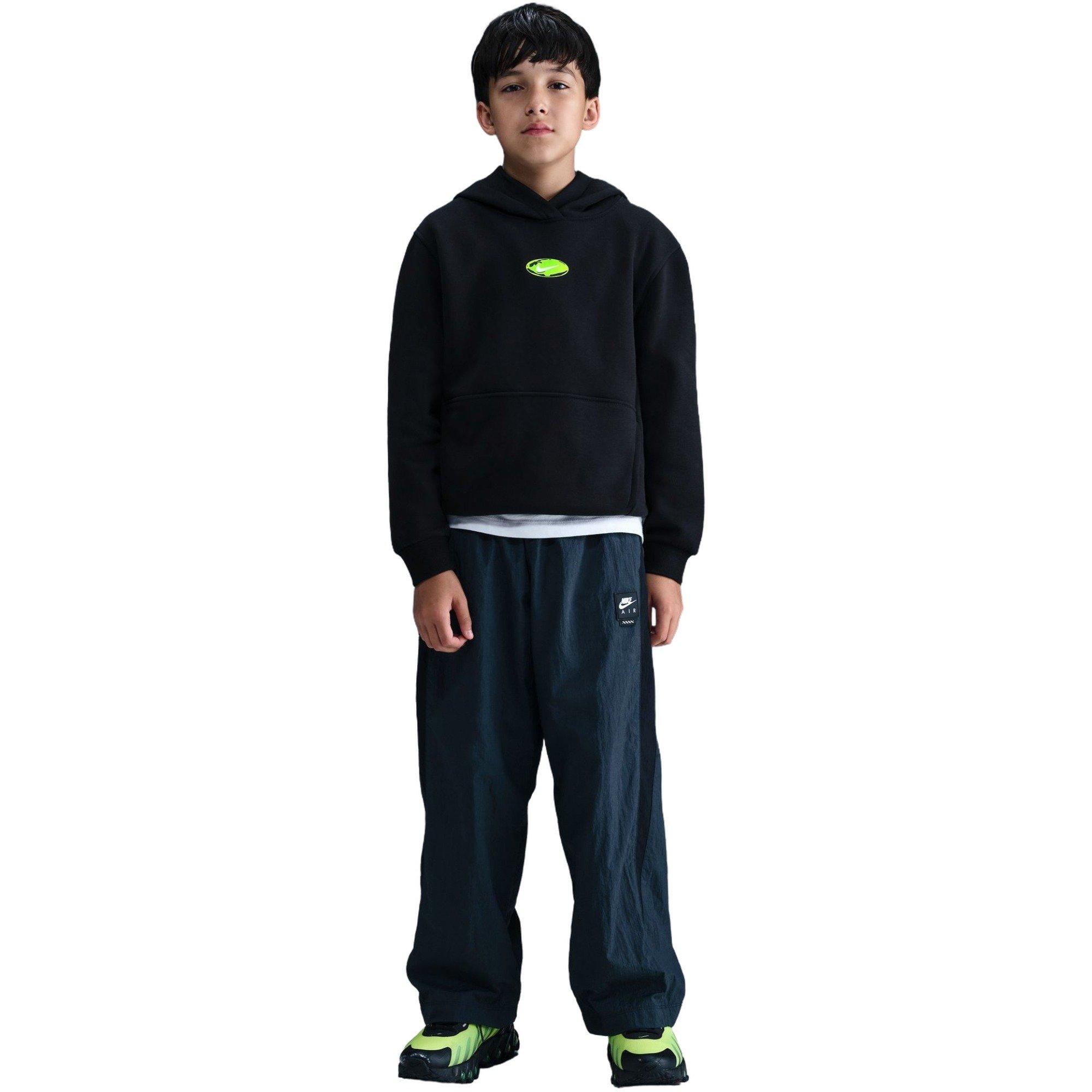 Nike Big Kids' Sportswear Club Fleece Hoodie - Black/Green - BLACK/GREEN Thumbnail View 3