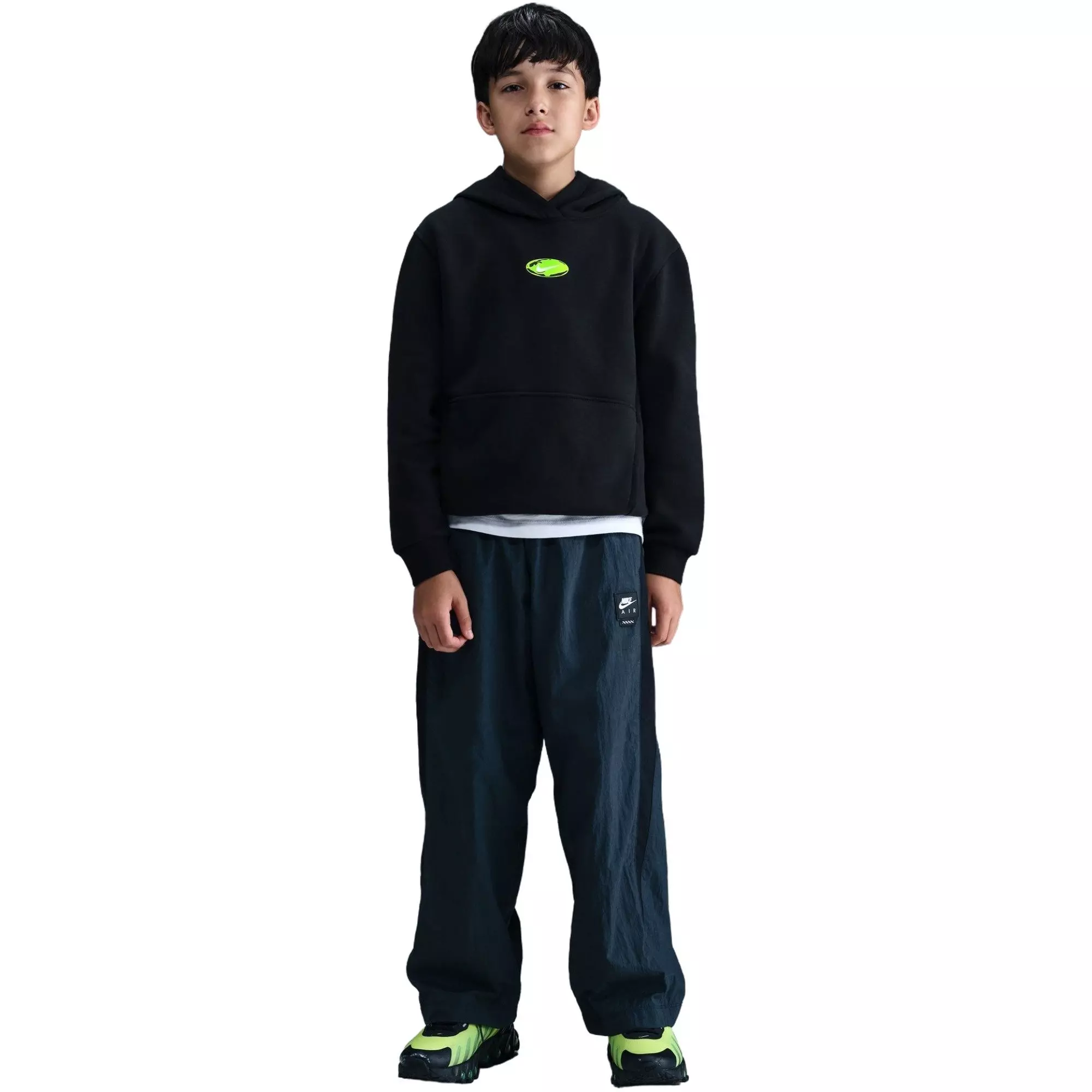 Nike Big Kids' Sportswear Club Fleece Hoodie - Black/Green - BLACK/GREEN